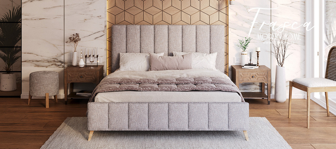 Čalouněná postel FRASCA 180x200 Šedá Boucle