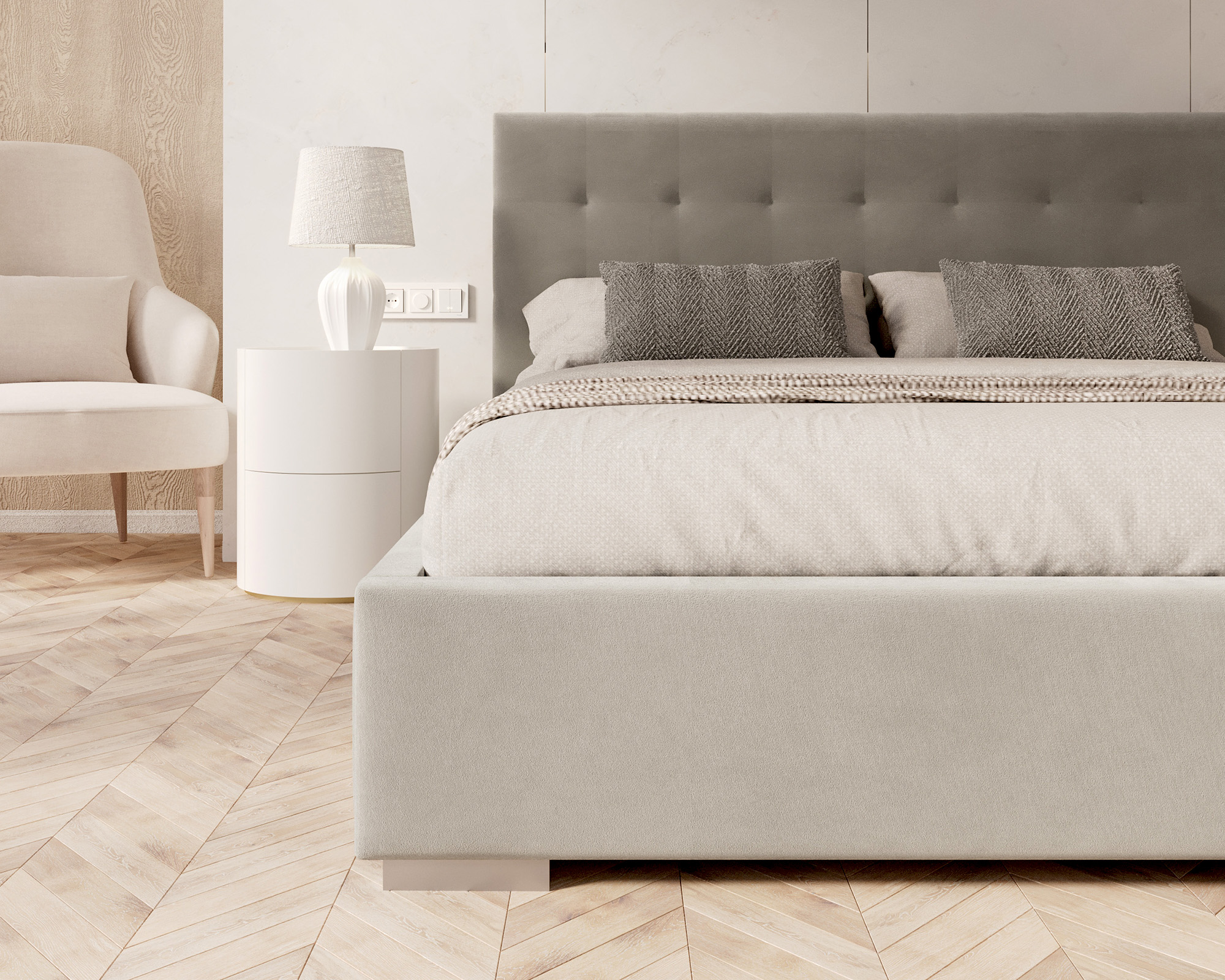 Čalouněná postel LUCERNA 180x200 Šedá Trinity s úložným prostorem kovový rošt