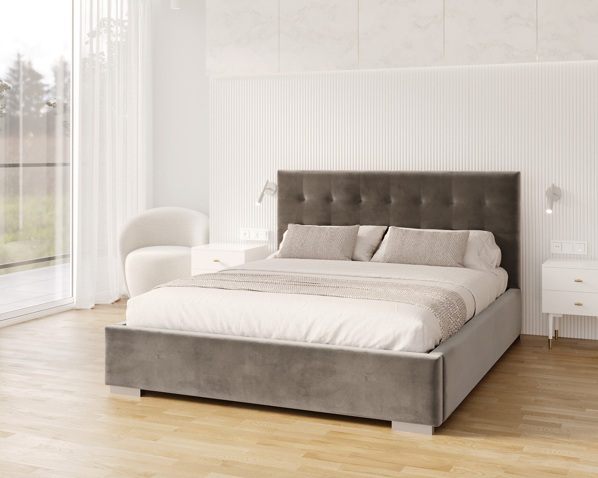 Čalouněná postel LUCERNA 90x200 Grafit Trinity s úložným prostorem kovový rošt