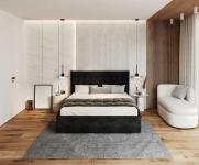 Čalouněná postel LUCERNA 180x200 Černá Paris s úložným prostorem kovový rošt