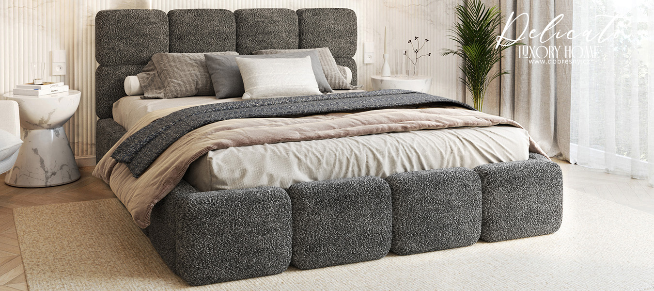 Čalouněná postel DELICATO 180x200 cm Černá Cleo s úložným prostorem kovový rošt