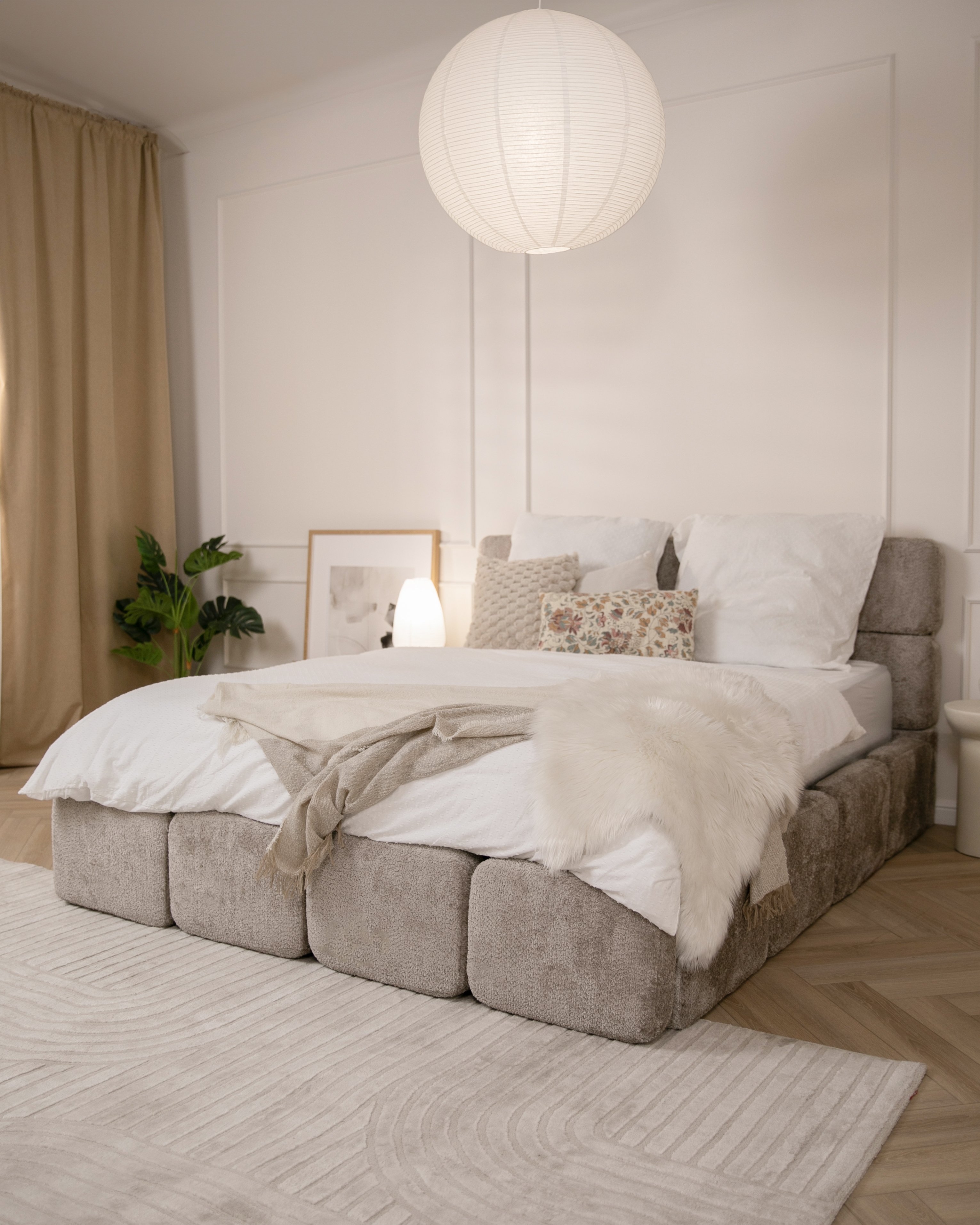 Čalouněná postel DELICATO 180x200 cm Béžová Cleo s úložným prostorem kovový rošt