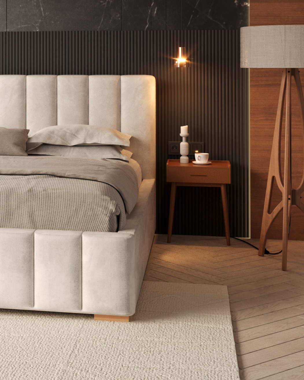 Čalouněná postel AUSTIN 120x200 cm Bílá Trinity s úložným prostorem kovový rošt