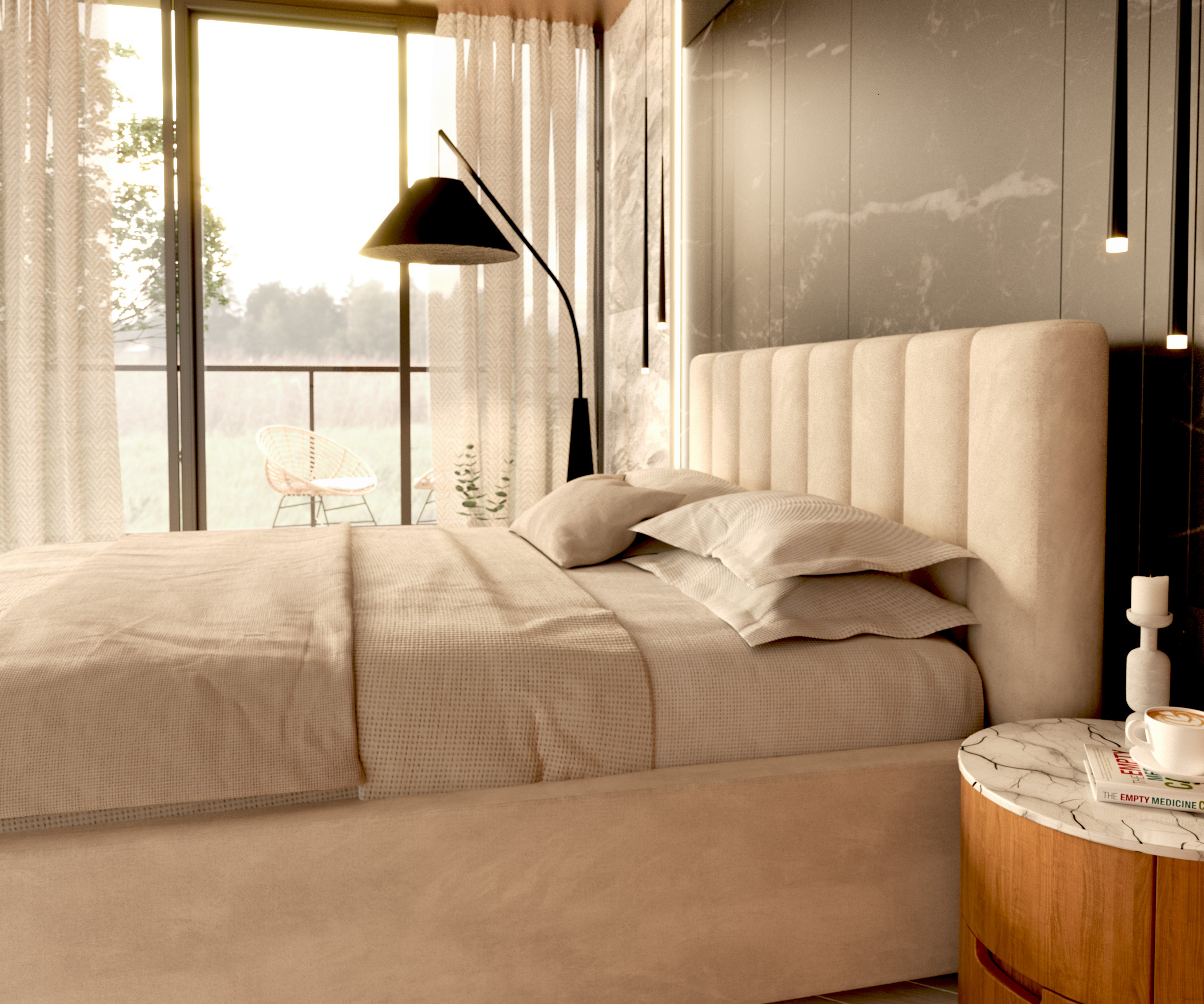 Čalouněná postel AUSTIN 140x200 cm Krémová Trinity s úložným prostorem kovový rošt