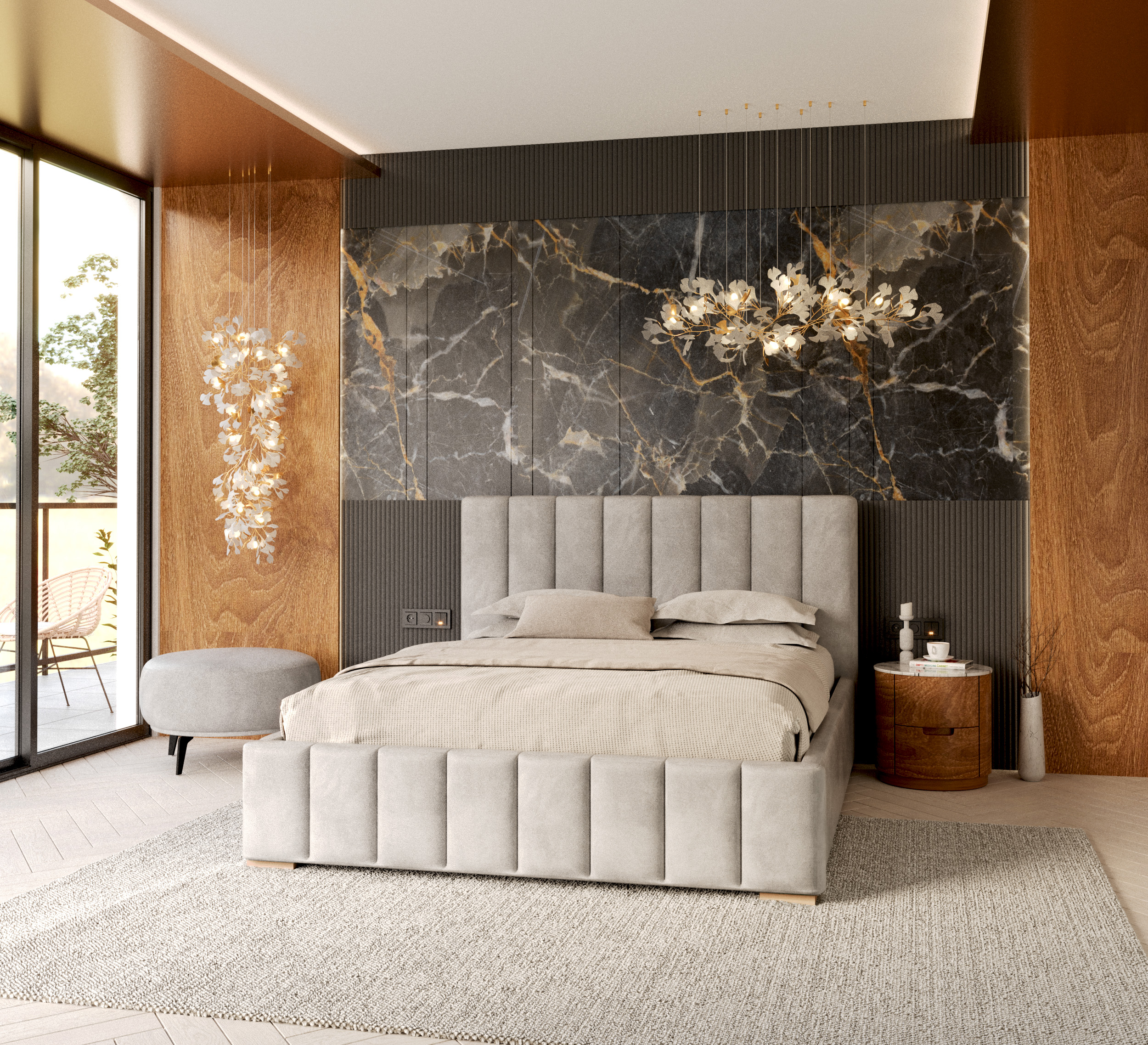 Čalouněná postel AUSTIN 120x200 cm Šedá Trinity s úložným prostorem kovový rošt