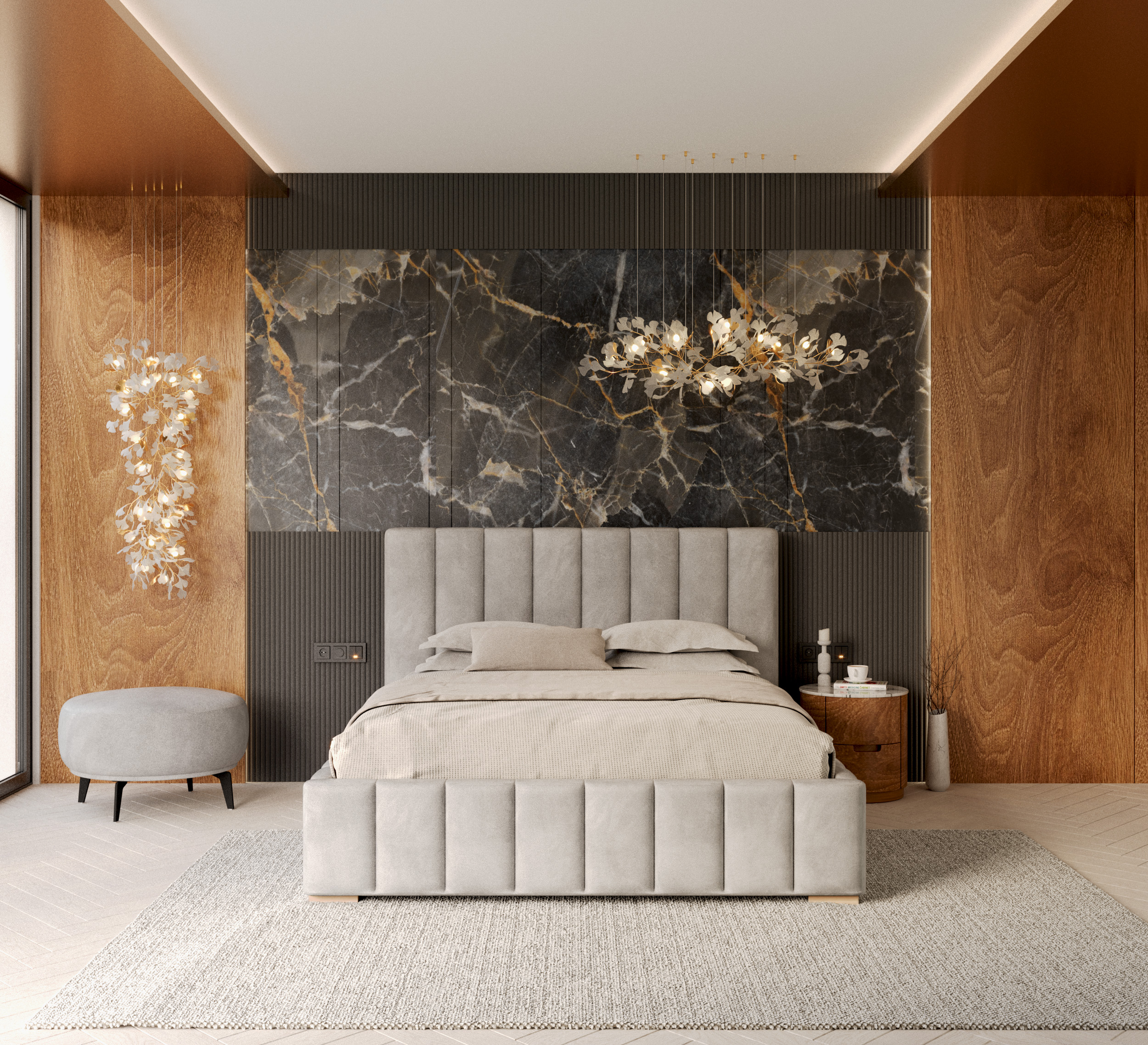 Čalouněná postel AUSTIN 140x200 cm Šedá Trinity s úložným prostorem kovový rošt