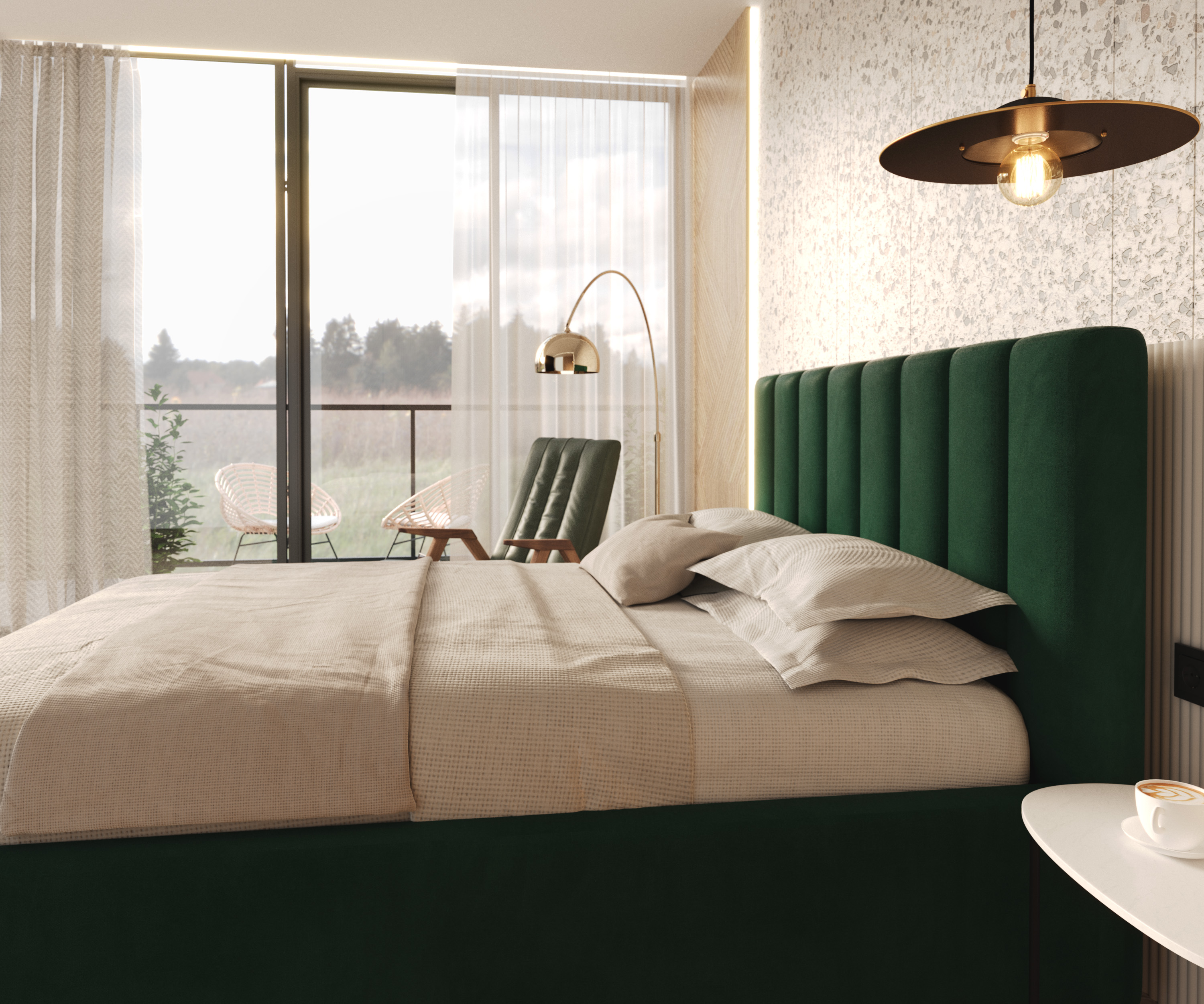 Čalouněná postel AUSTIN 120x200 cm Zelená Trinity s úložným prostorem kovový rošt