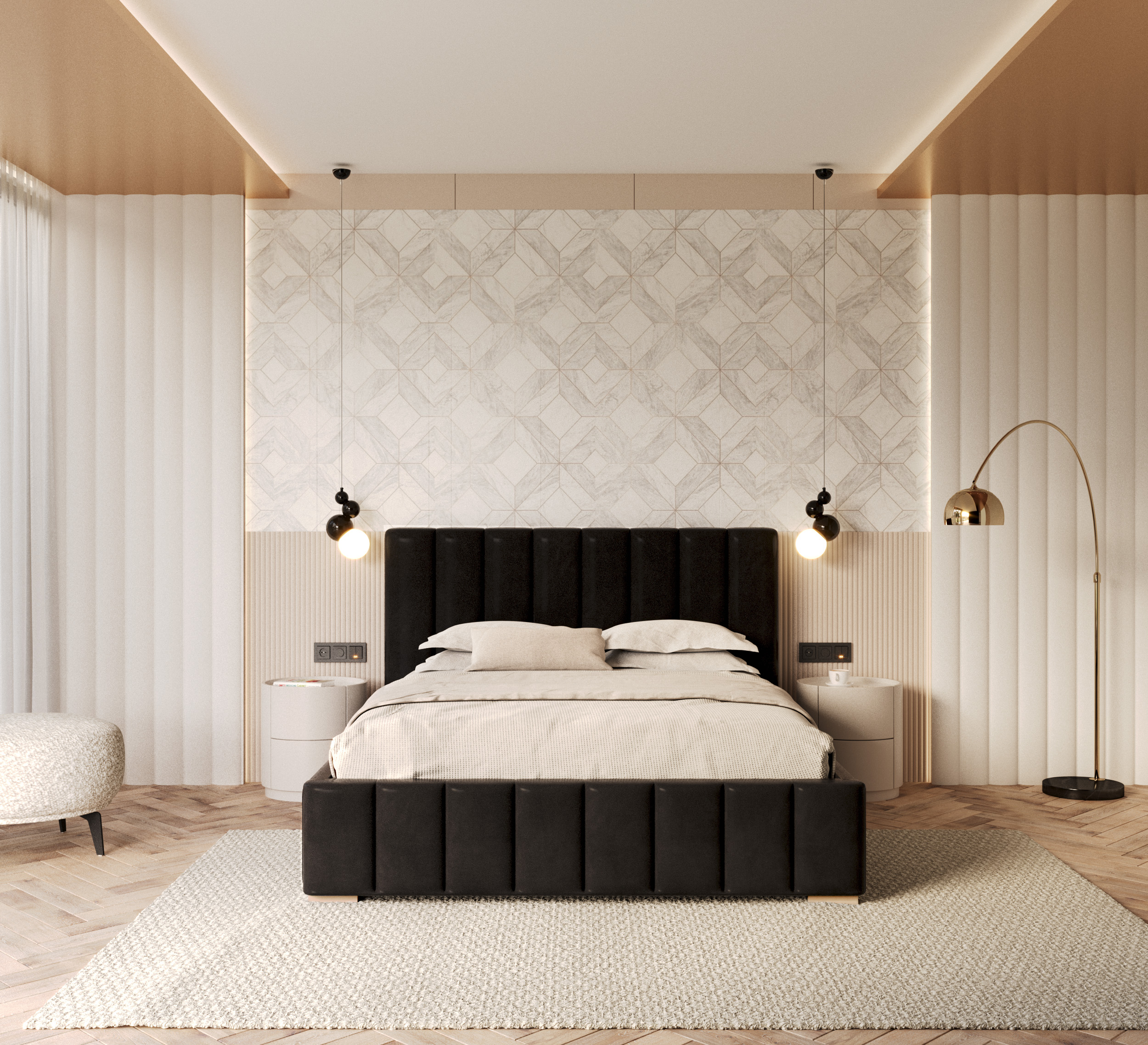 Čalouněná postel AUSTIN 120x200 cm Černá Trinity s úložným prostorem kovový rošt