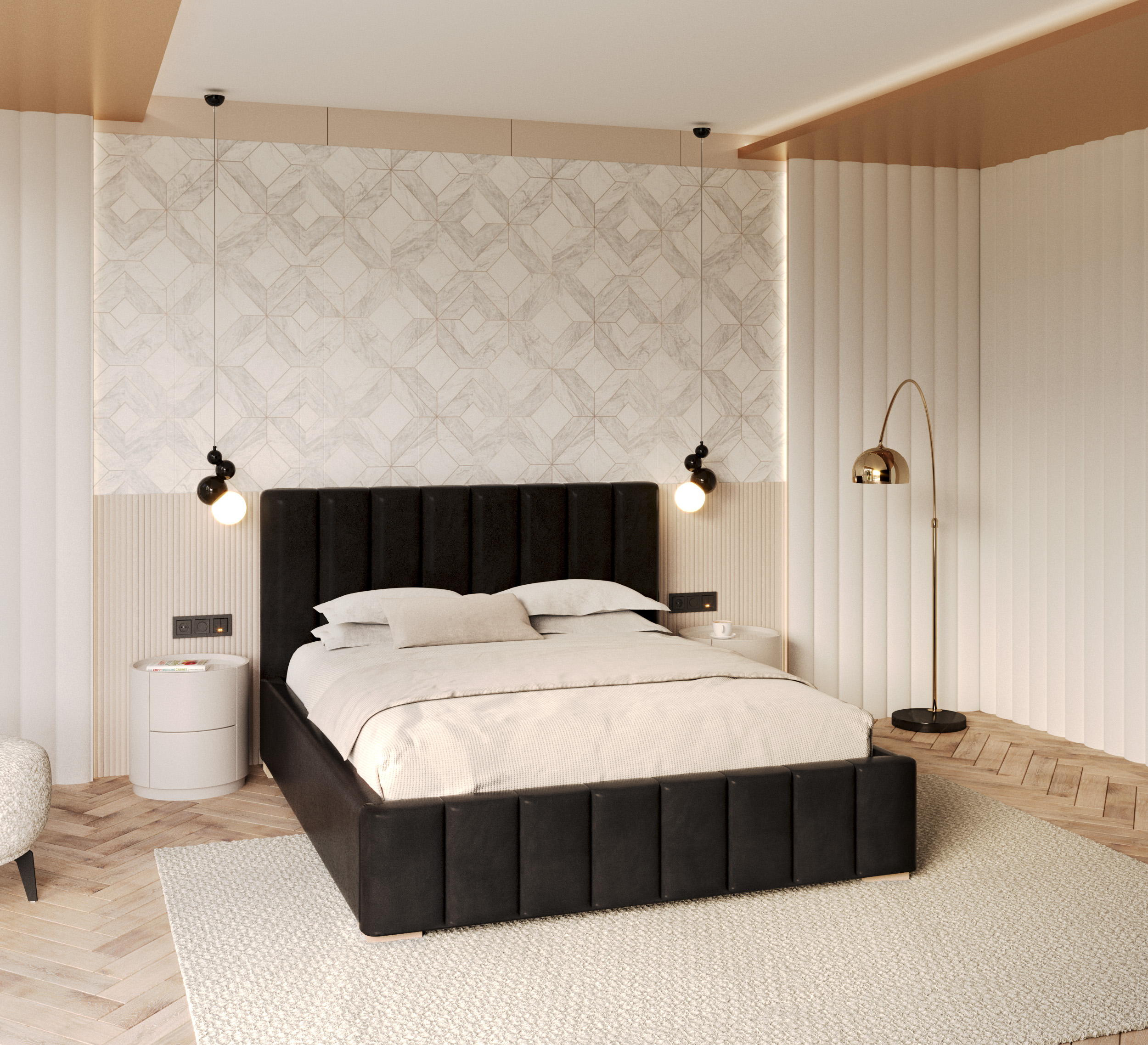 Čalouněná postel AUSTIN 120x200 cm Černá Trinity s úložným prostorem kovový rošt