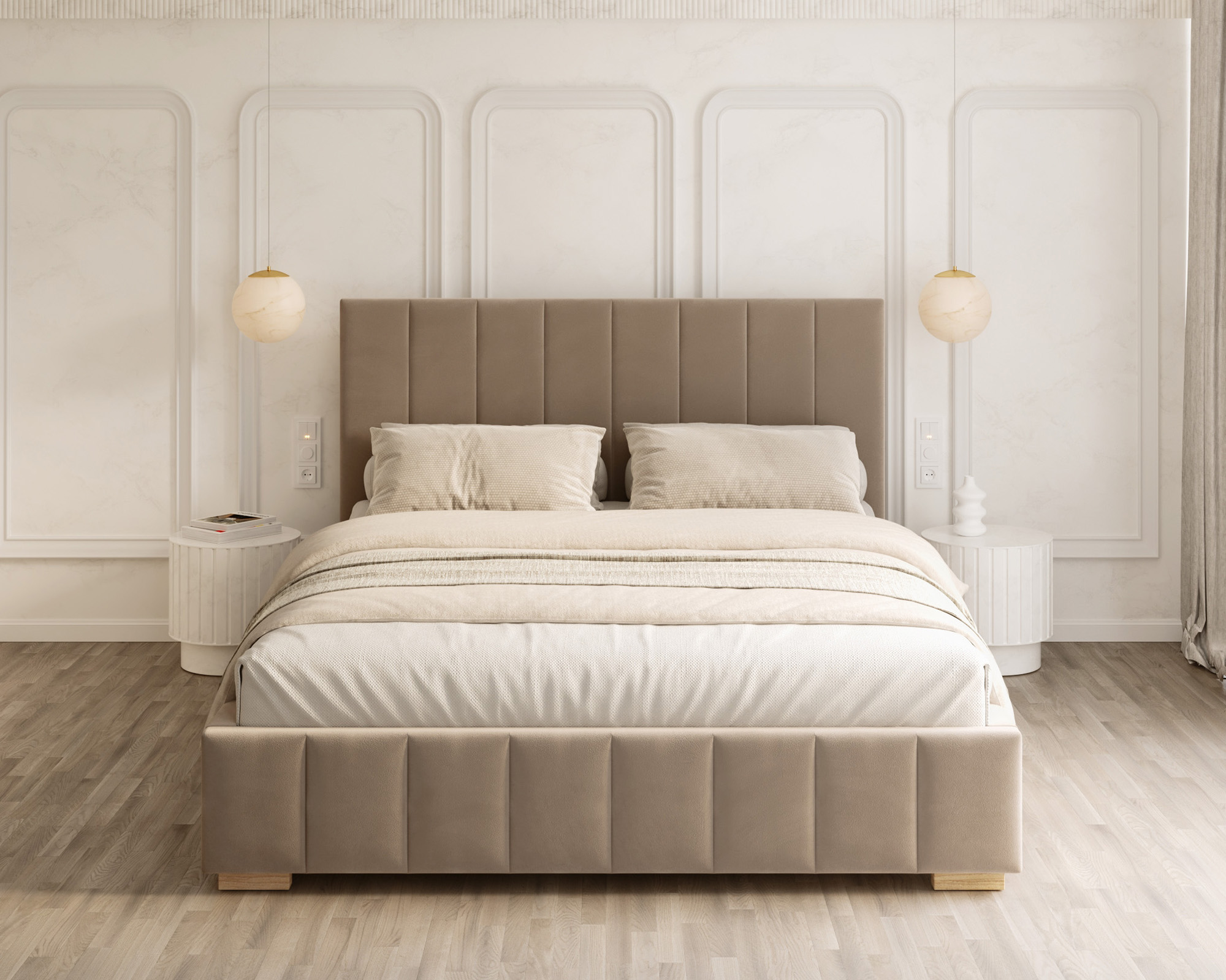 Čalouněná postel AUSTIN 120x200 cm Béžová Paris s úložným prostorem kovový rošt