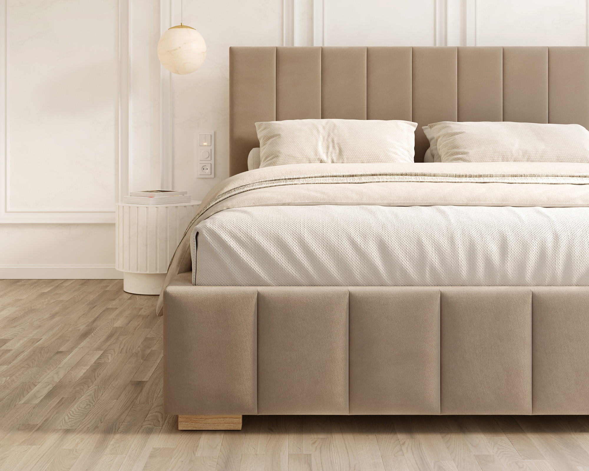 Čalouněná postel AUSTIN 120x200 cm Béžová Paris s úložným prostorem kovový rošt