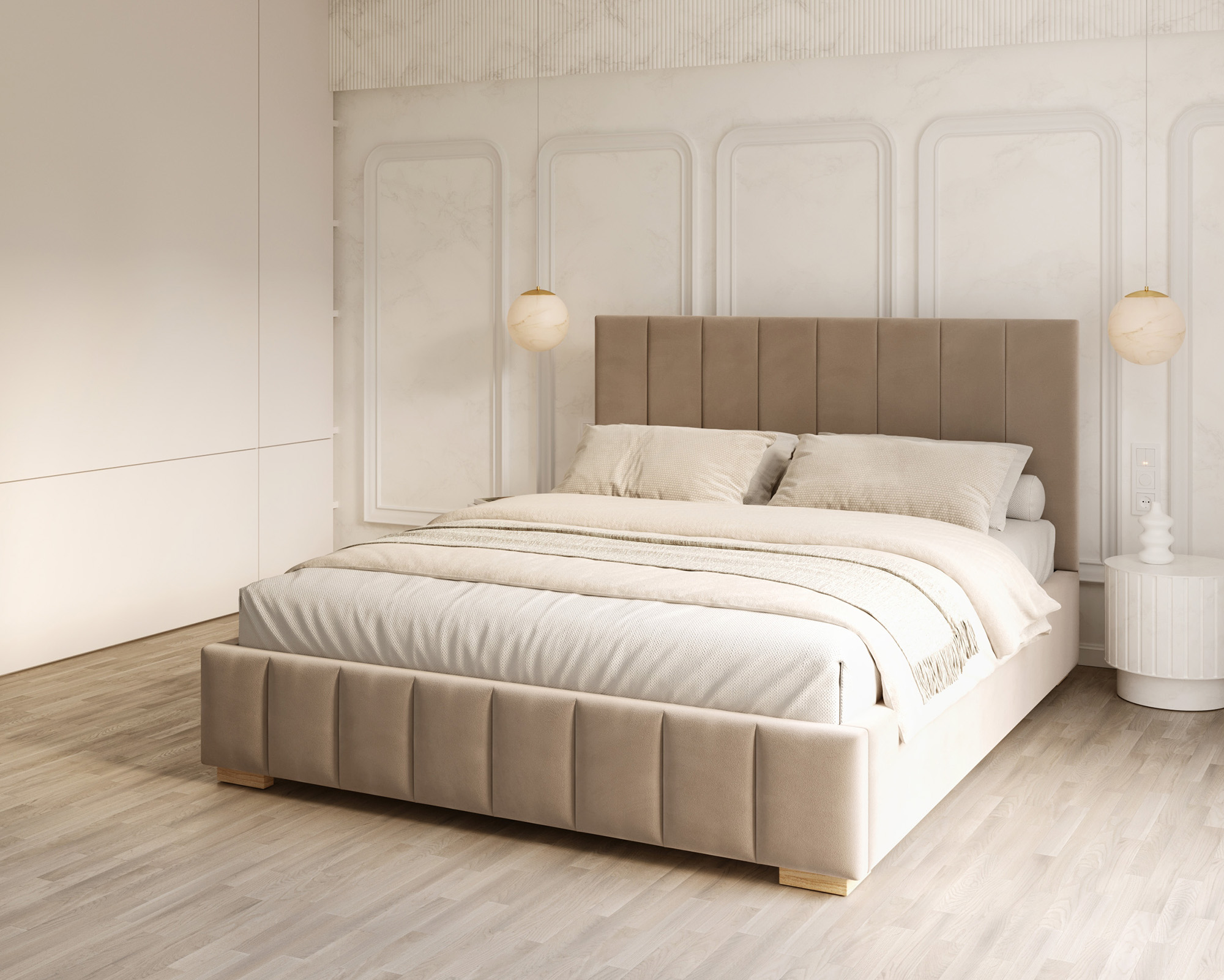 Čalouněná postel AUSTIN 120x200 cm Béžová Paris s úložným prostorem kovový rošt