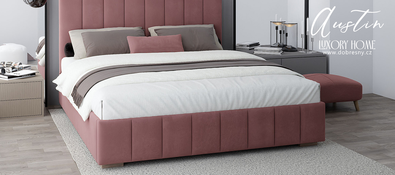 Čalouněná postel AUSTIN 120x200 cm Lososová Paris s úložným prostorem kovový rošt