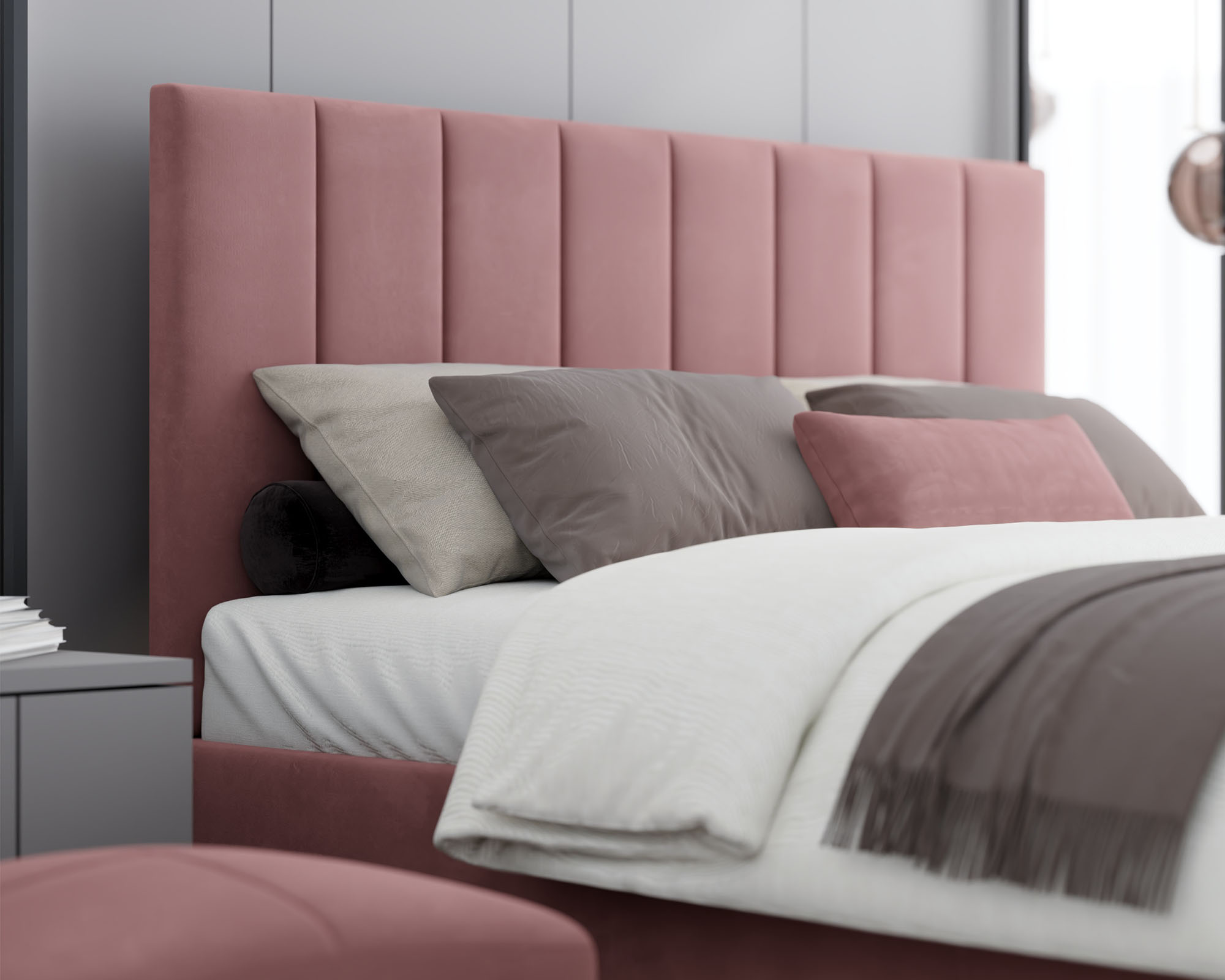 Čalouněná postel AUSTIN 120x200 cm Lososová Paris s úložným prostorem kovový rošt