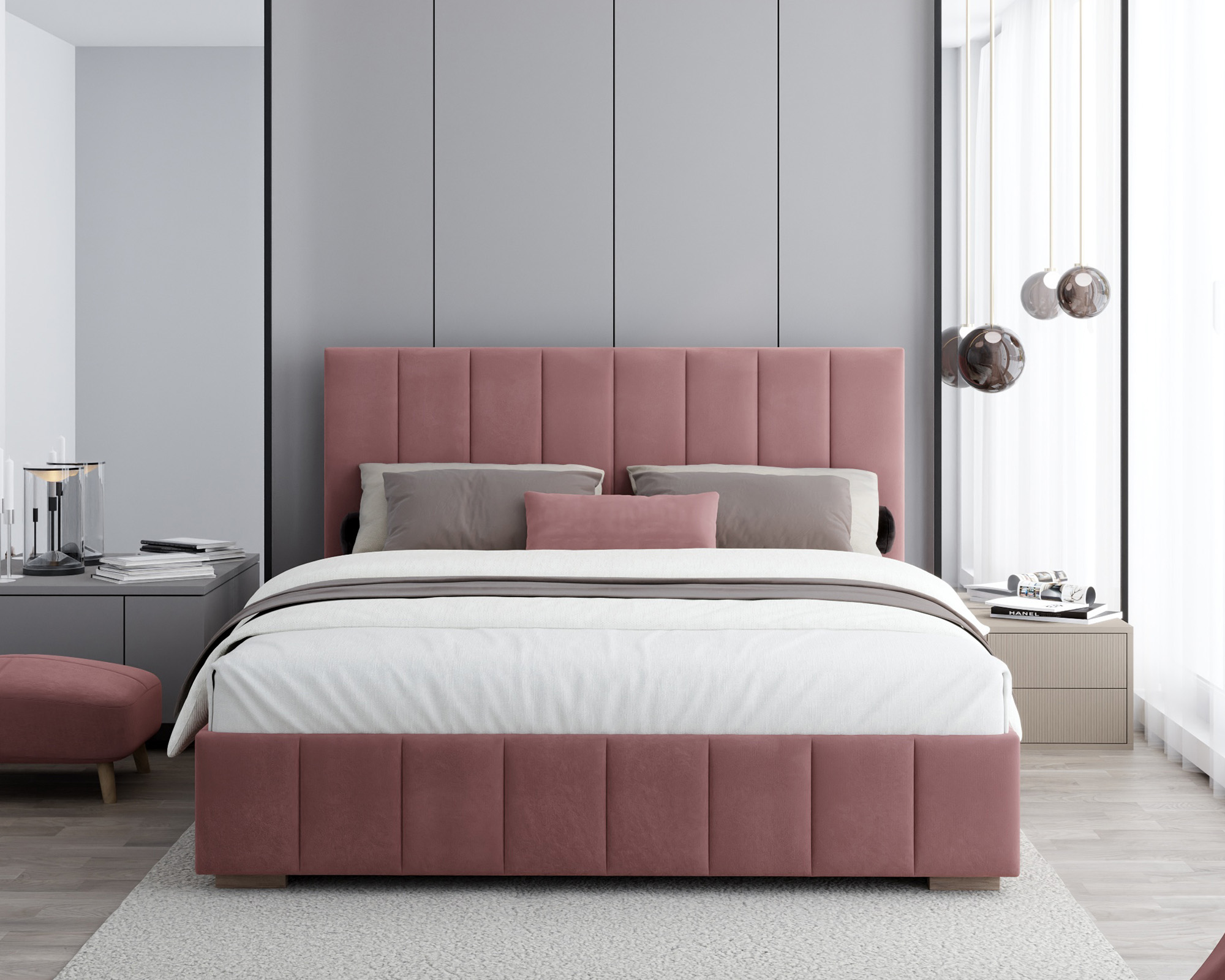 Čalouněná postel AUSTIN 120x200 cm Lososová Paris s úložným prostorem kovový rošt