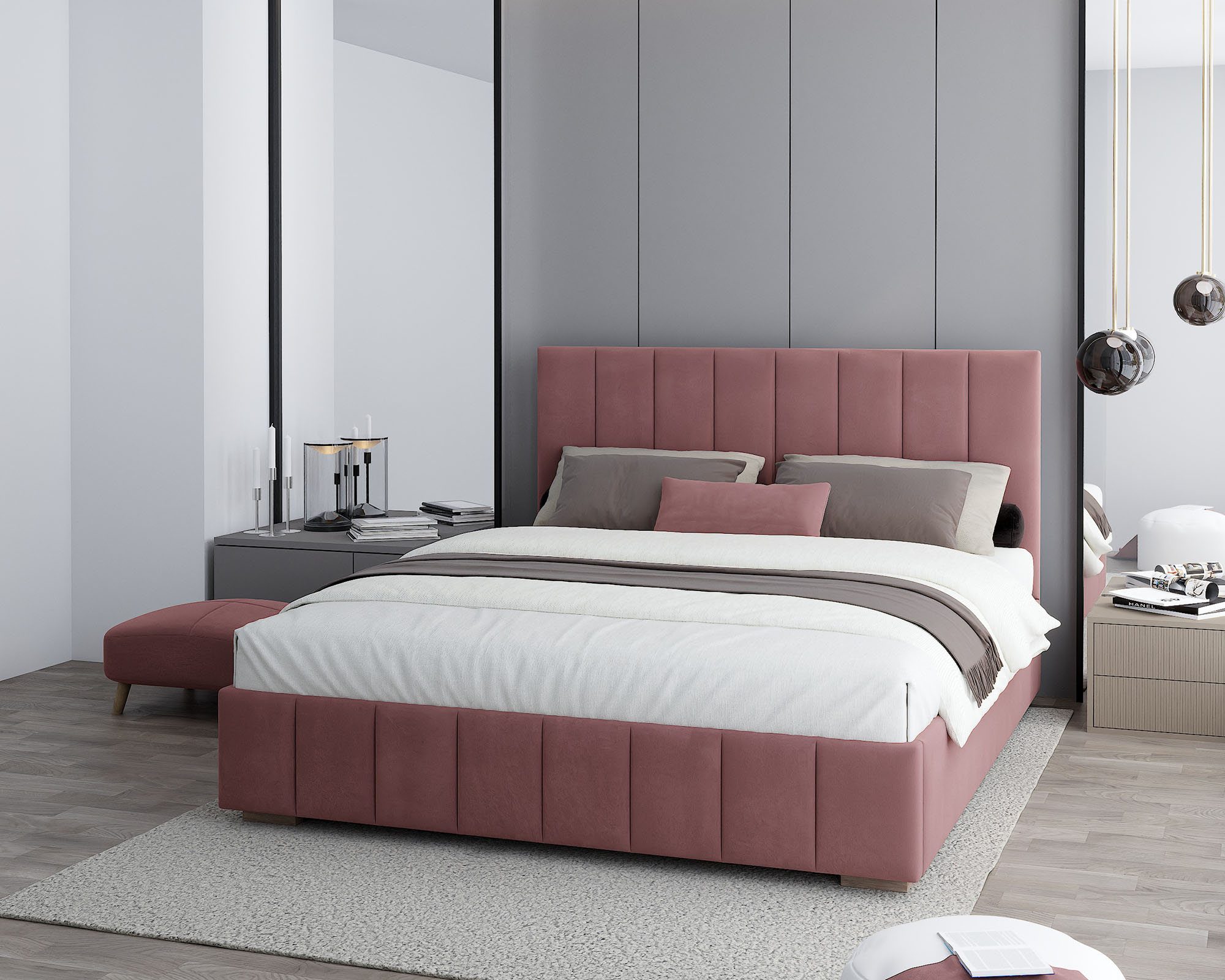 Čalouněná postel AUSTIN 120x200 cm Lososová Paris s úložným prostorem kovový rošt