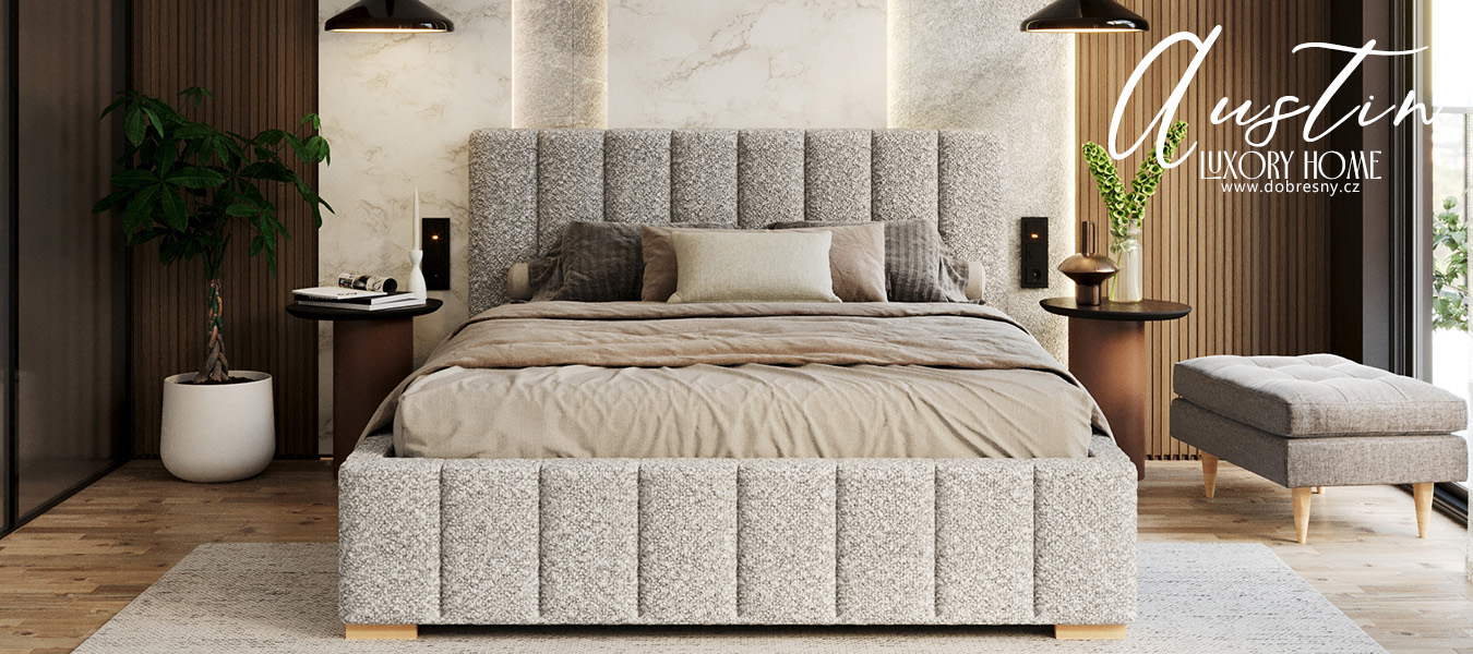 Čalouněná postel AUSTIN 90x200cm Šedá Boucle s úložným prostorem kovový rošt