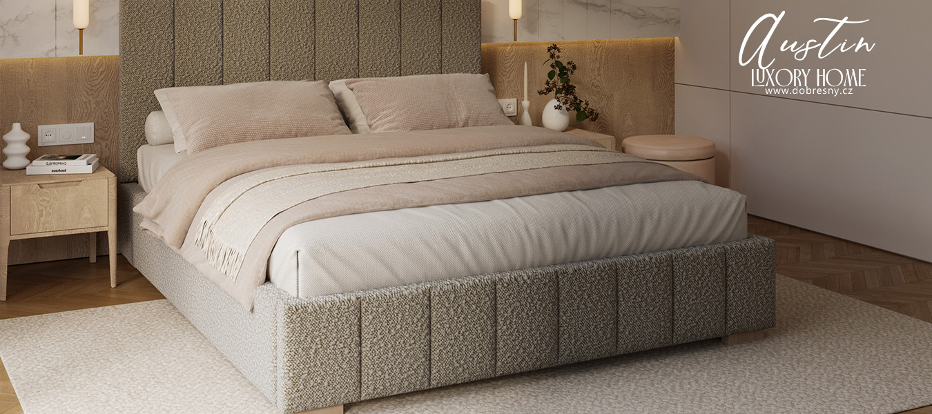 Čalouněná postel AUSTIN 90x200cm Šedá Boucle s úložným prostorem kovový rošt