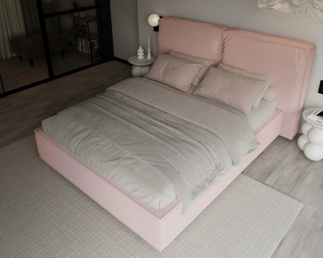 Čalouněná postel BRISTOL 180x200 Růžová Trinity s úložným prostorem kovový rošt