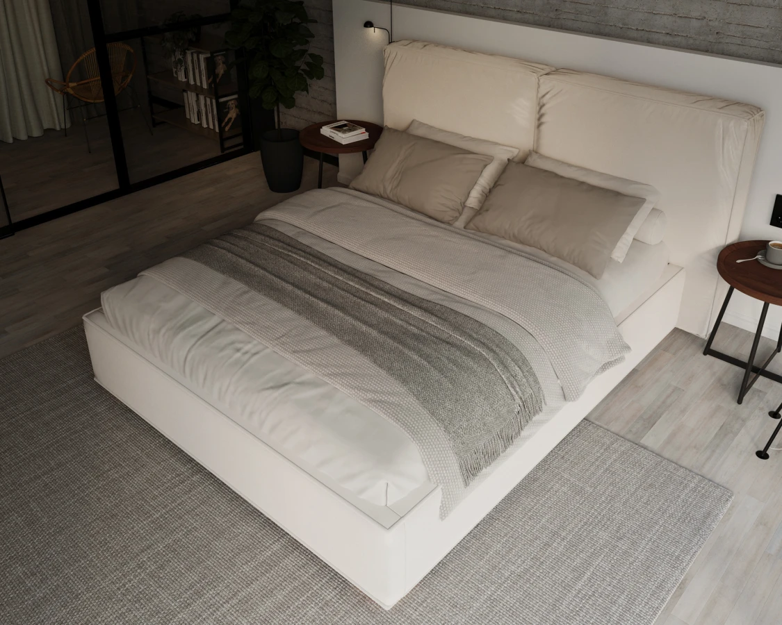 Čalouněná postel BRISTOL 140x200 Krémová Trinity s úložným prostorem kovový rošt