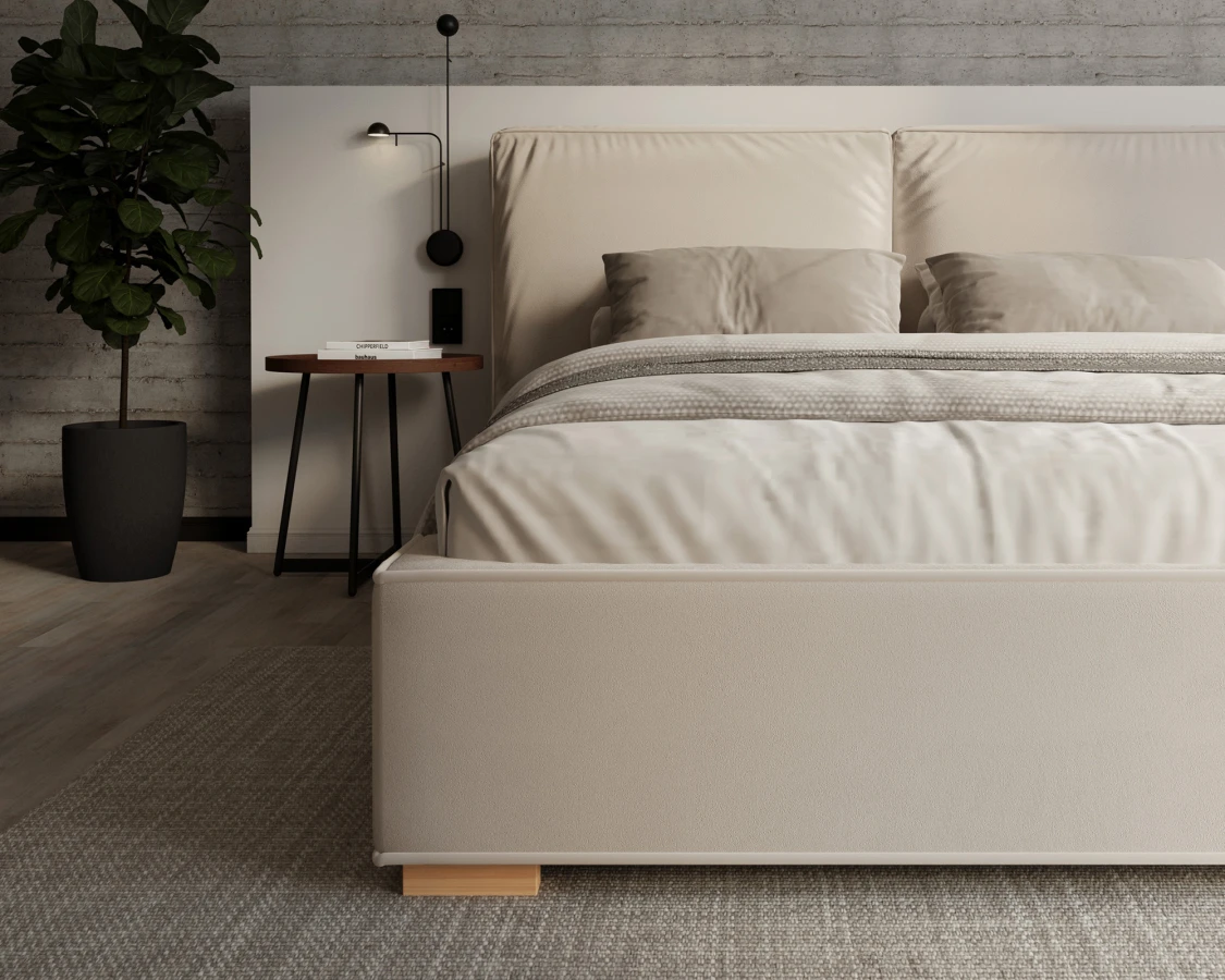 Čalouněná postel BRISTOL 180x200 Krémová Trinity s úložným prostorem kovový rošt