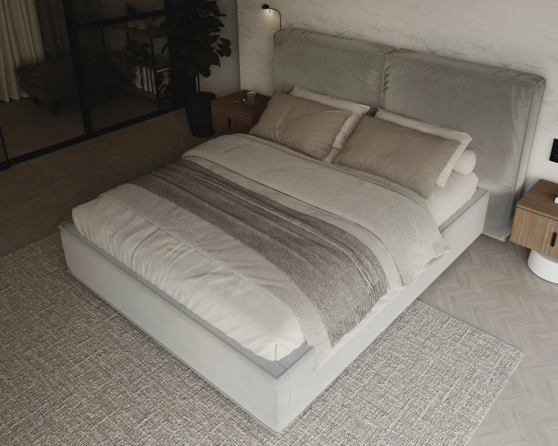 Čalouněná postel BRISTOL 160x200 Šedá Trinity s úložným prostorem kovový rošt