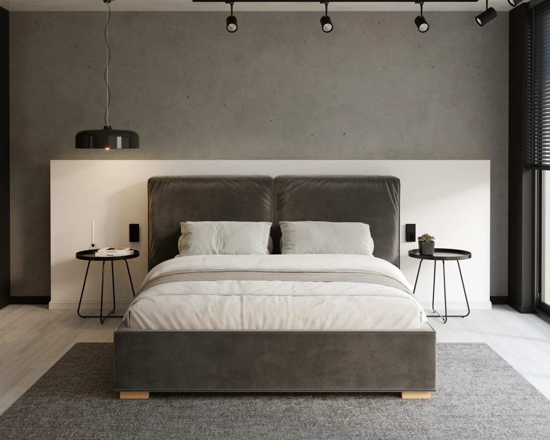Čalouněná postel BRISTOL 140x200 Grafit Trinity s úložným prostorem kovový rošt