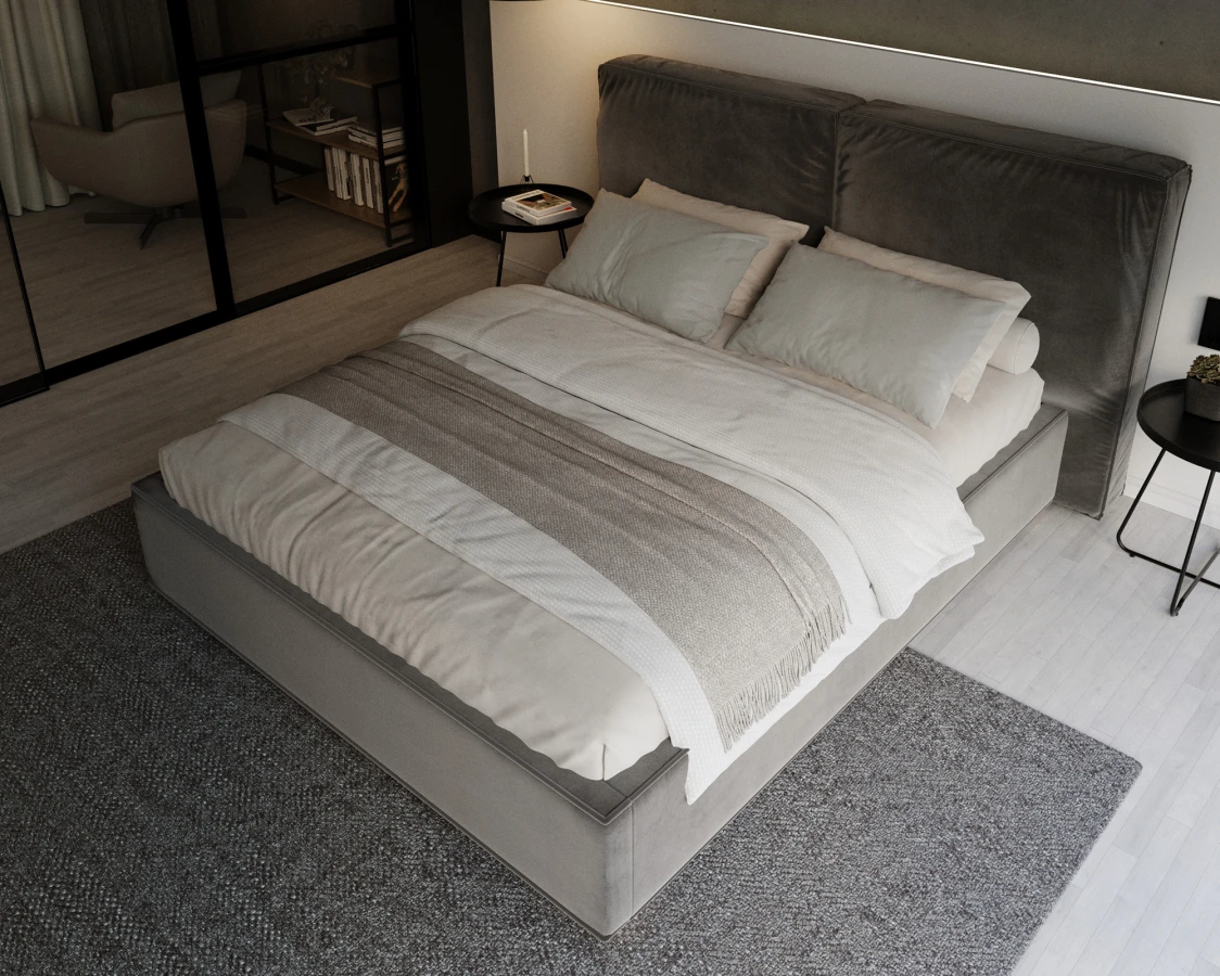 Čalouněná postel BRISTOL 160x200 Grafit Trinity s úložným prostorem kovový rošt