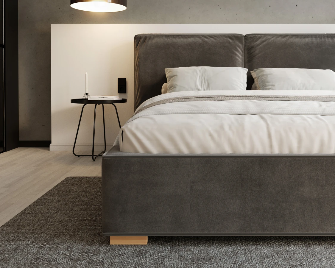 Čalouněná postel BRISTOL 160x200 Grafit Trinity s úložným prostorem kovový rošt