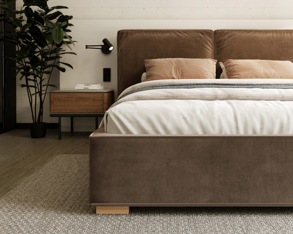 Čalouněná postel BRISTOL 180x200 Hnědá Trinity s úložným prostorem kovový rošt