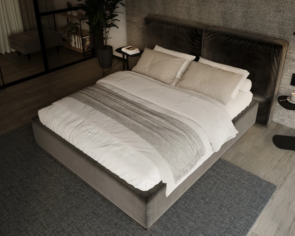 Čalouněná postel BRISTOL 180x200 Černá Trinity s úložným prostorem kovový rošt