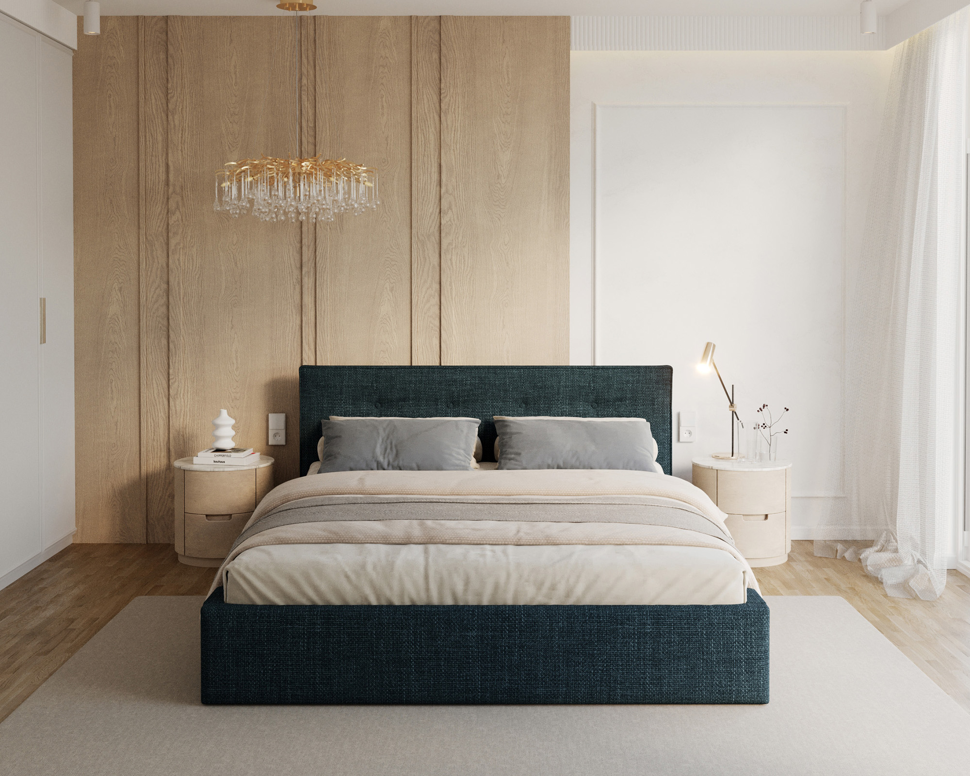 Čalouněná postel TULSA 120x200 s kovovým zdvižným roštem OTTAWA TMAVĚ MODRÁ