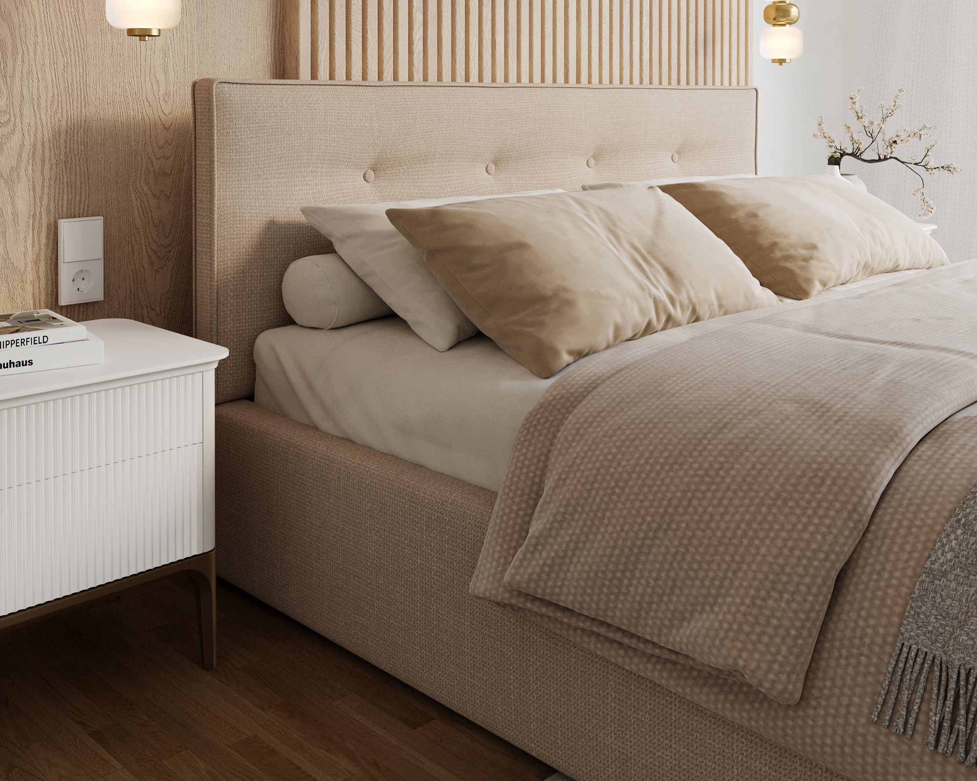 Čalouněná postel TULSA 140x200 s kovovým zdvižným roštem OTTAWA KRÉMOVÁ