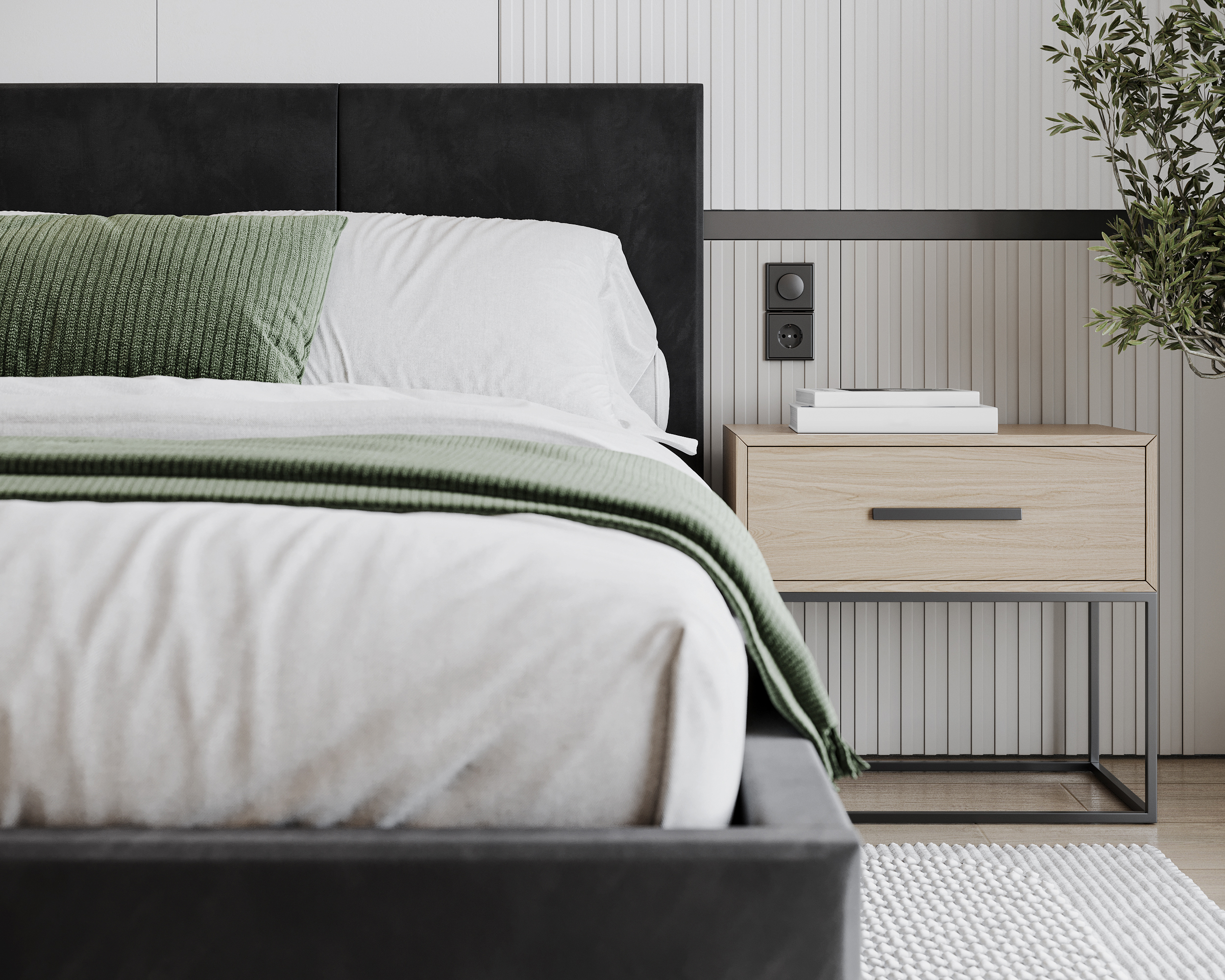 Čalouněná postel AVEIRO 140x200 s kovovým zdvižným roštem PARIS ČERNÁ