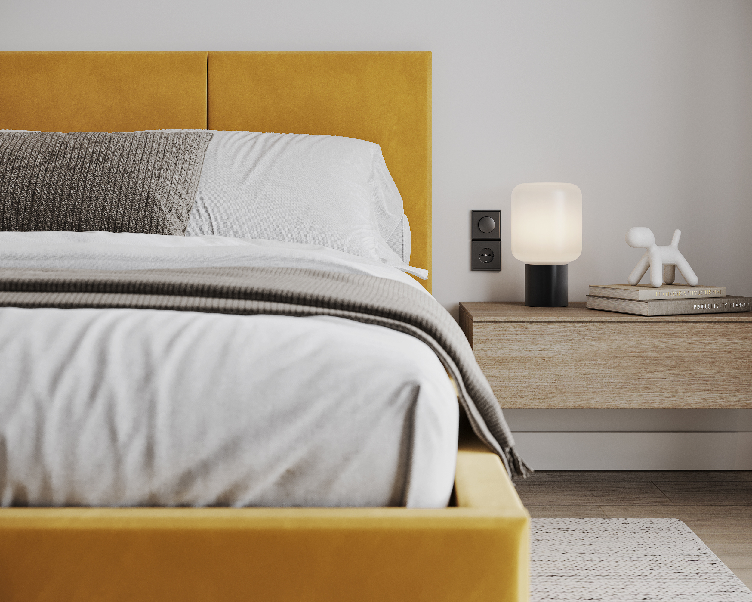 Čalouněná postel AVEIRO 90x200 s kovovým zdvižným roštem PARIS ŽLUTÁ