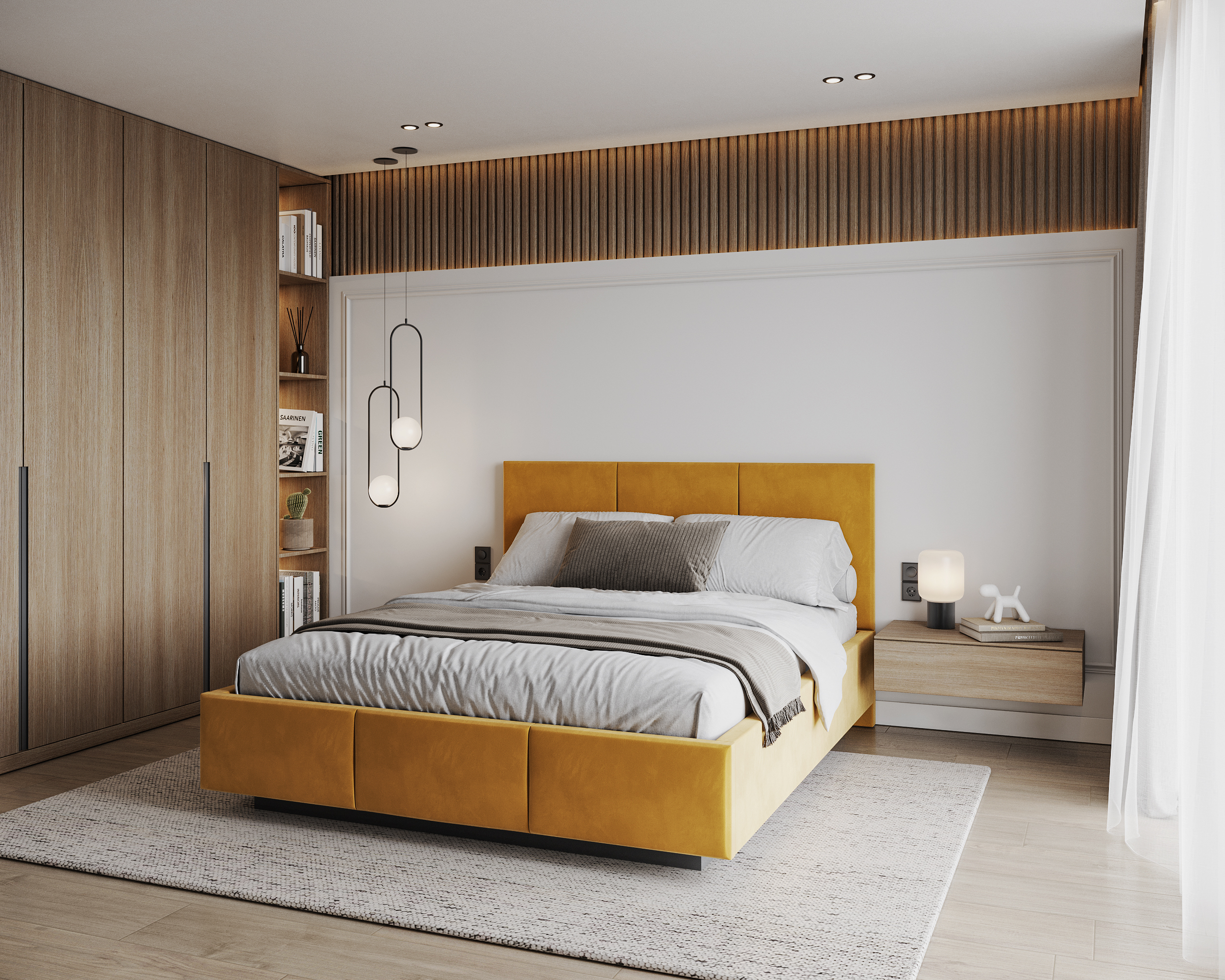 Čalouněná postel AVEIRO 180x200 s kovovým zdvižným roštem PARIS ŽLUTÁ