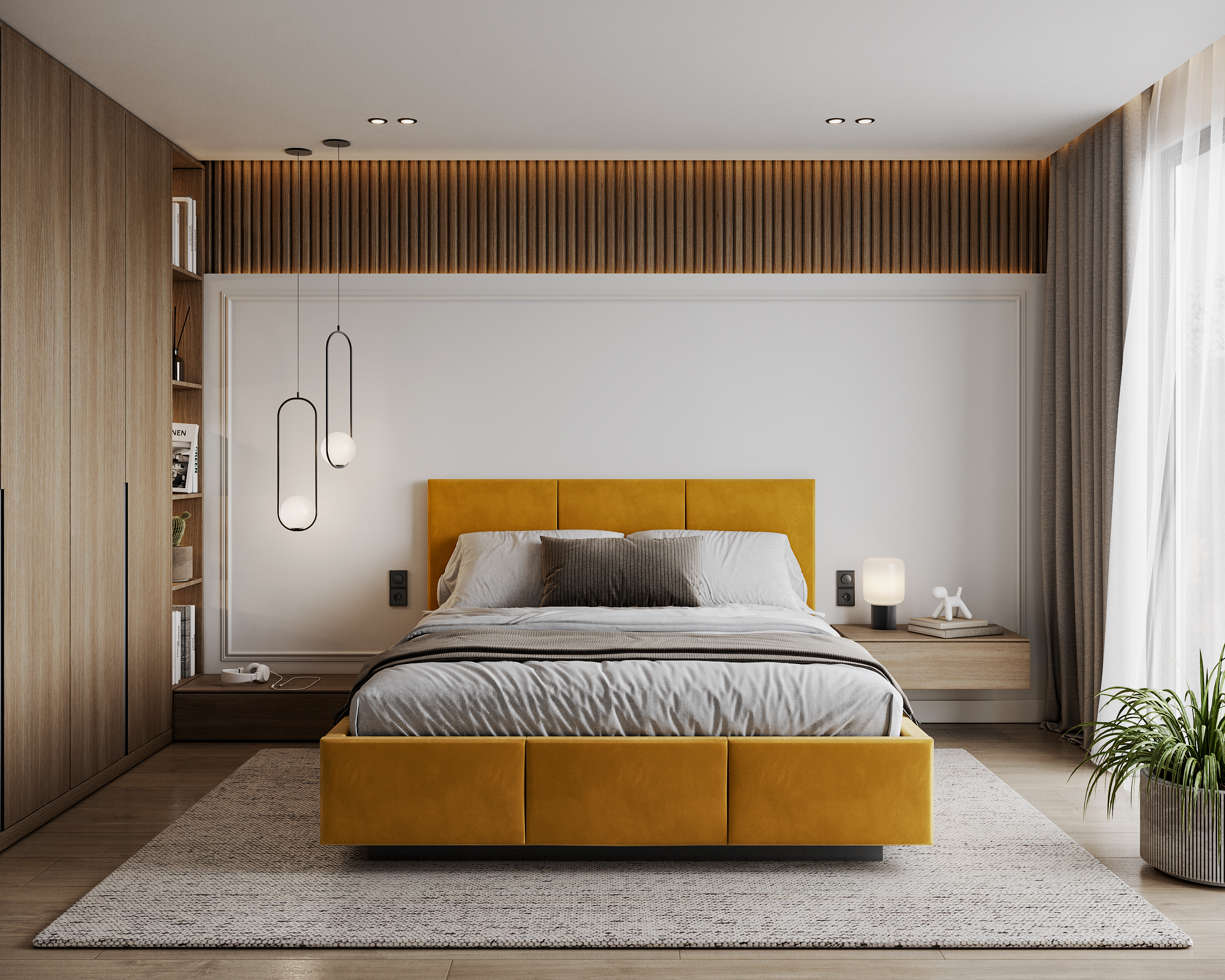 Čalouněná postel AVEIRO 180x200 s kovovým zdvižným roštem PARIS ŽLUTÁ