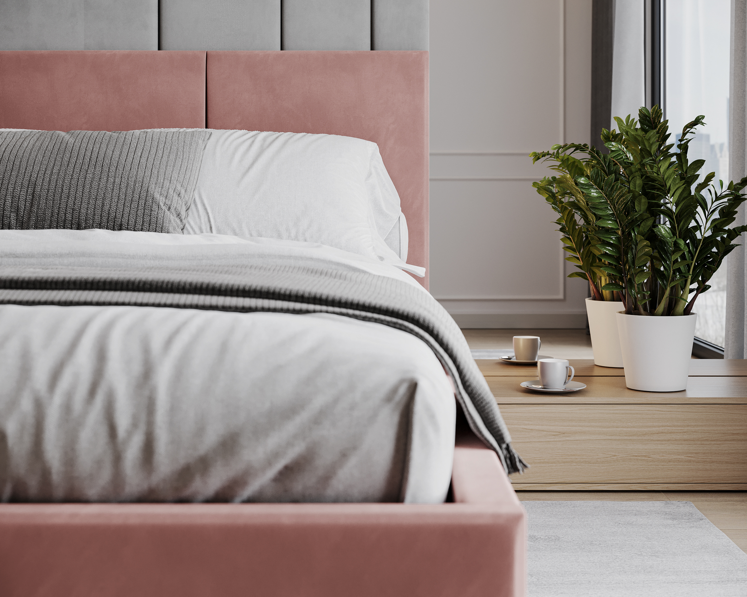 Čalouněná postel AVEIRO 120x200 s kovovým zdvižným roštem PARIS RŮŽOVÁ