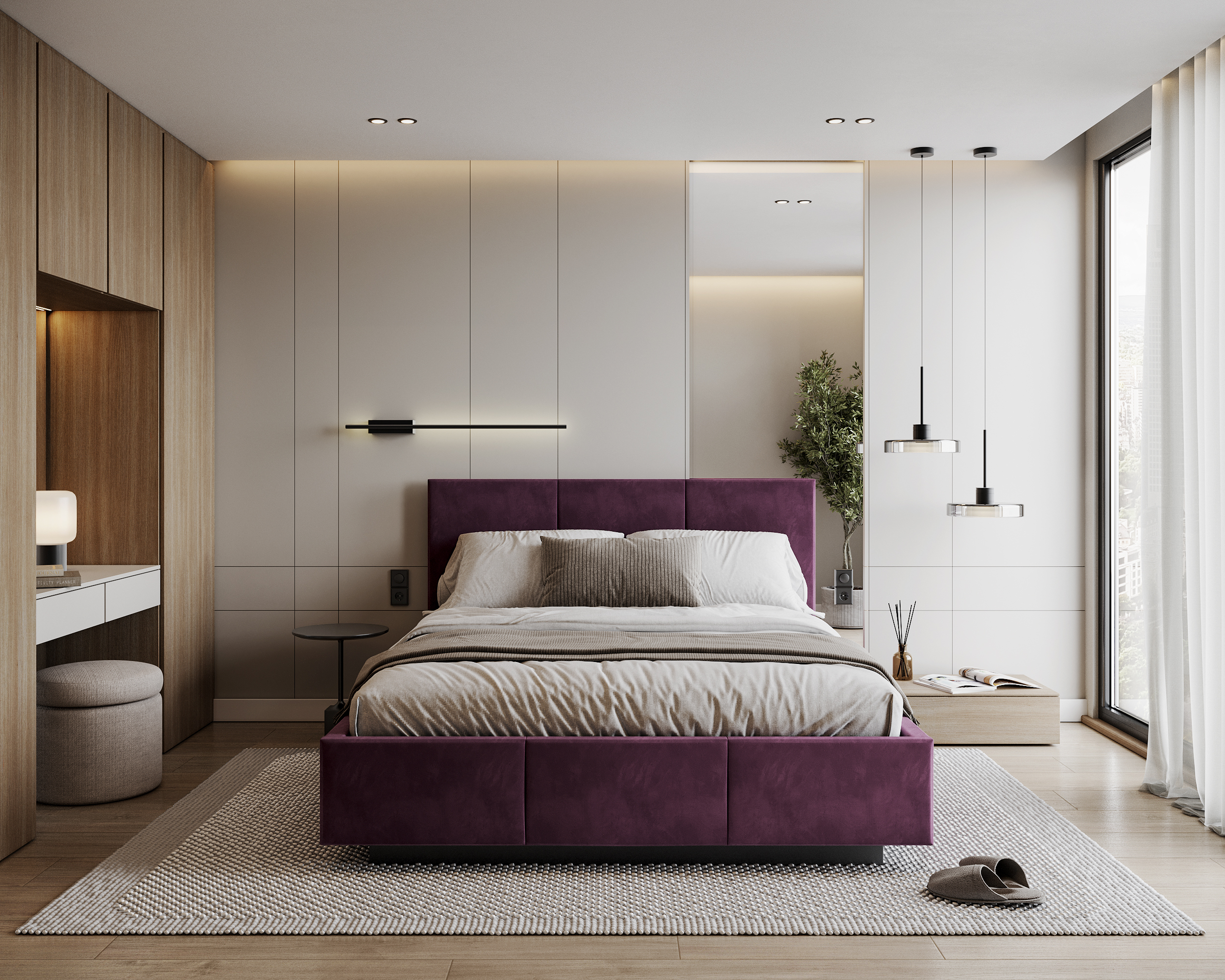 Čalouněná postel AVEIRO 120x200 s kovovým zdvižným roštem PARIS FIALOVÁ