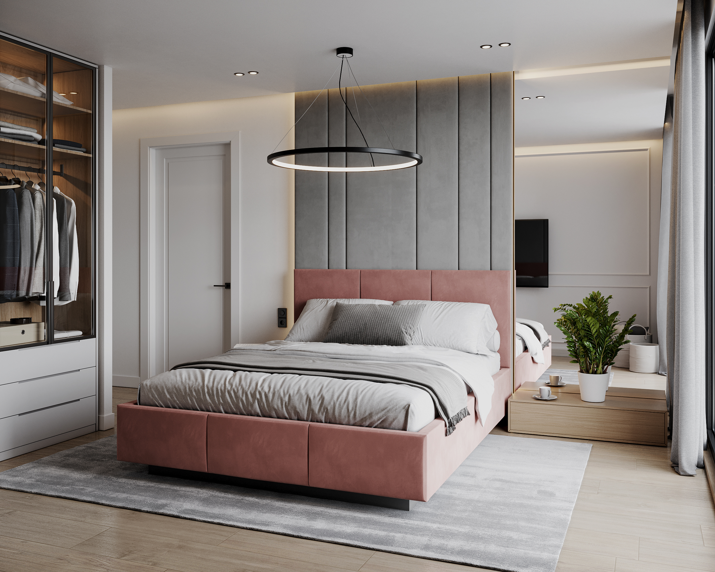 Čalouněná postel AVEIRO 140x200 s kovovým zdvižným roštem PARIS LOSOSOVÁ