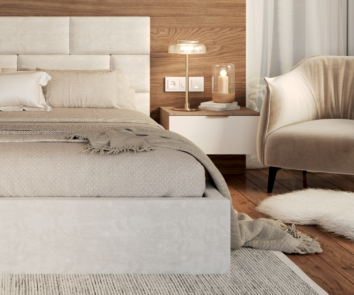 Čalouněná postel PASADENA 120x200 s kovovým roštem BÍLÁ