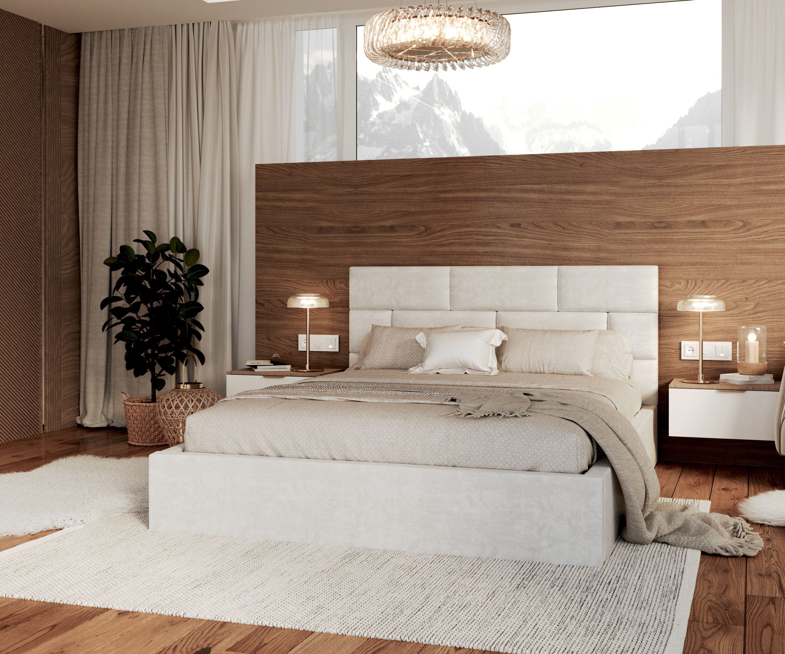 Čalouněná postel PASADENA 120x200 s kovovým roštem BÍLÁ