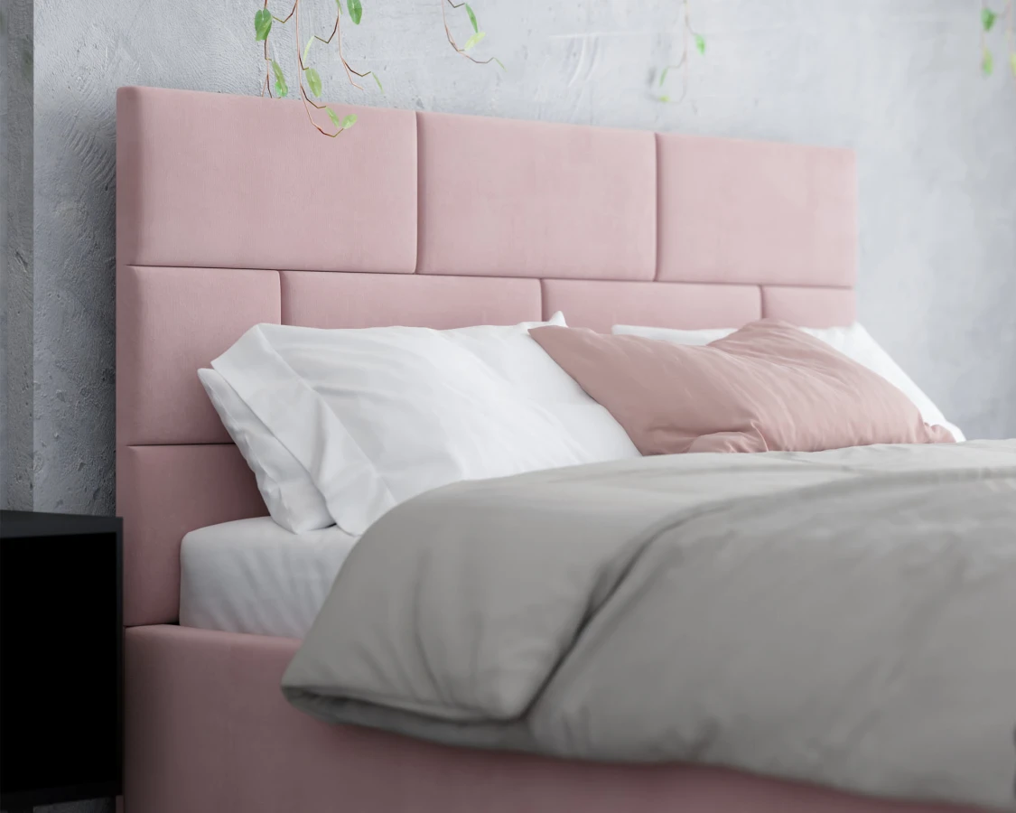 Čalouněná postel PASADENA 180x200 s kovovým roštem RŮŽOVÁ