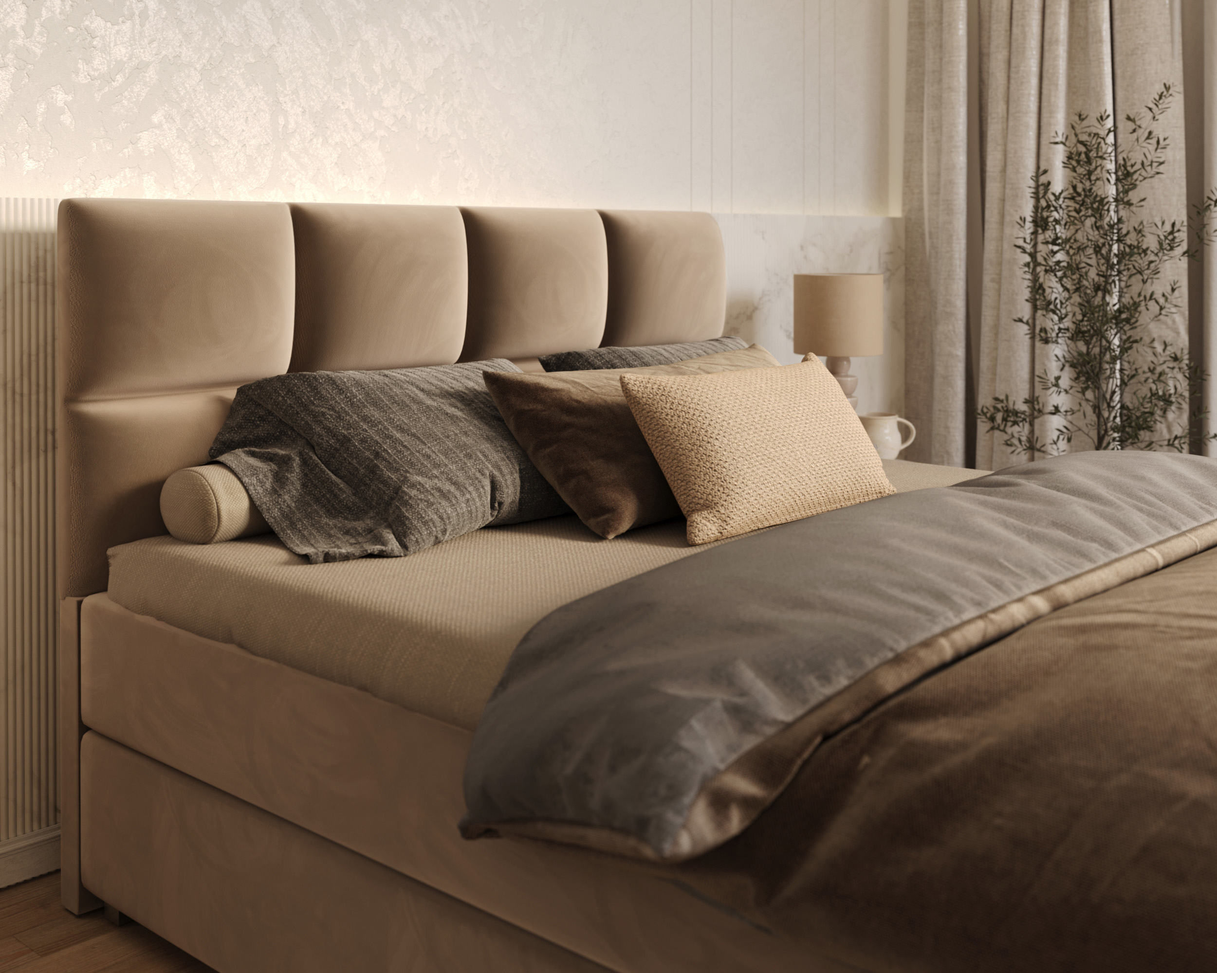 Čalouněná postel 180x200 cm PORTLAND Béžová Paris