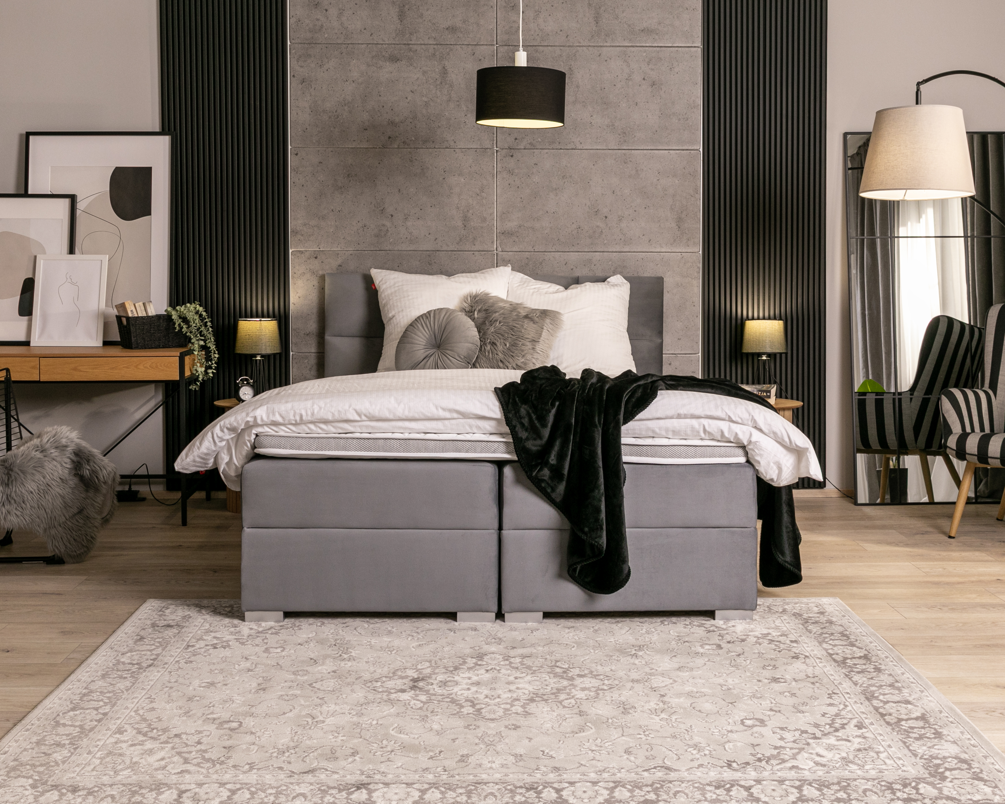 Čalouněná postel 140x200 cm PORTLAND Šedá Paris