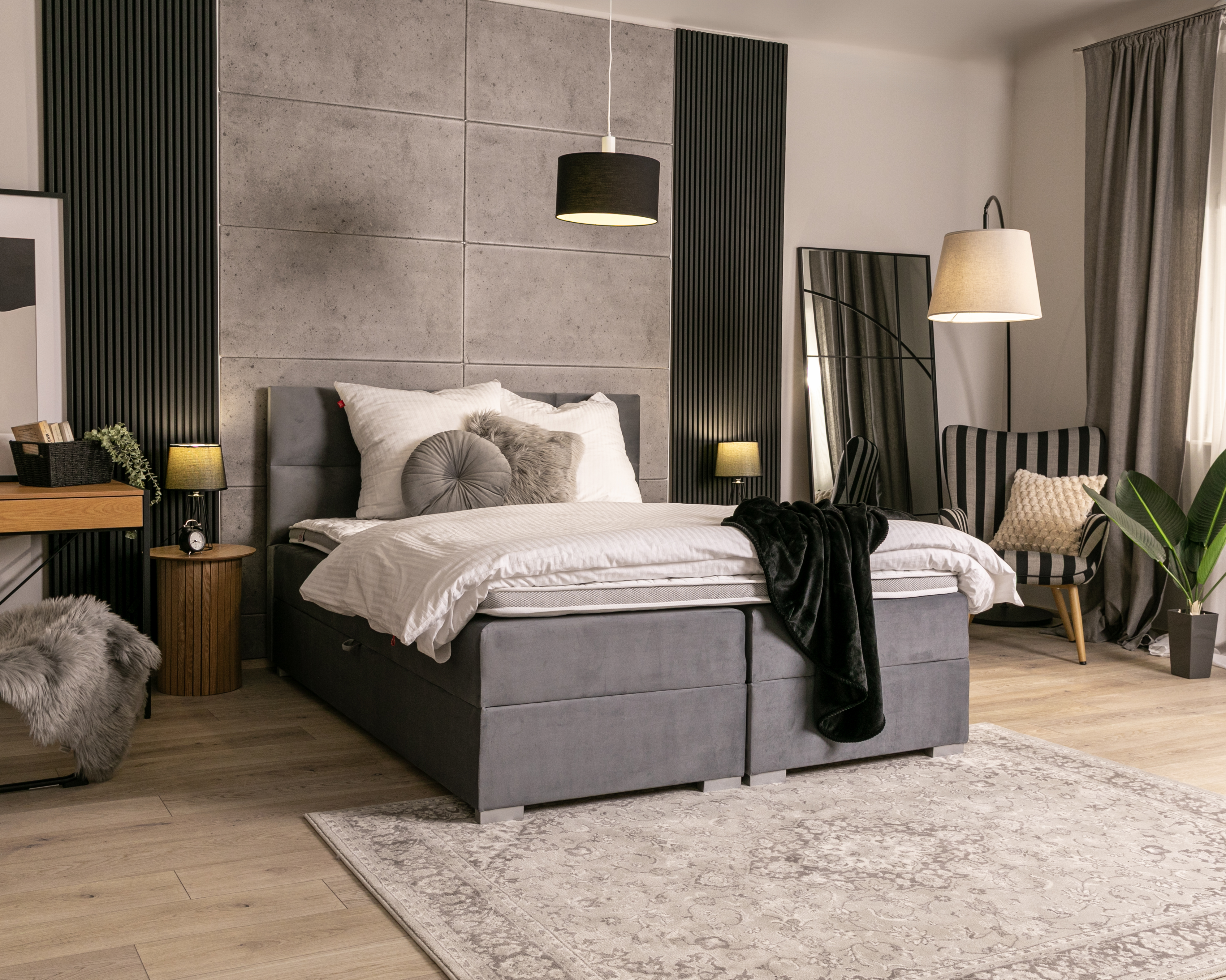 Čalouněná postel 140x200 cm PORTLAND Šedá Paris