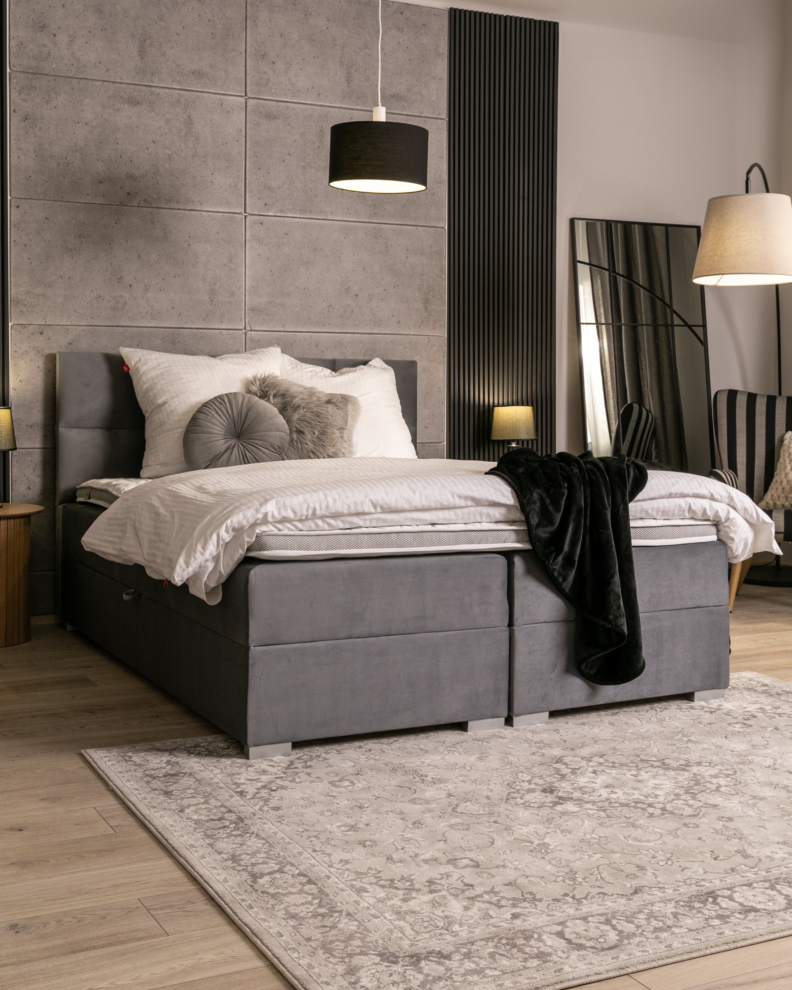 Čalouněná postel 160x200 cm PORTLAND Šedá Paris