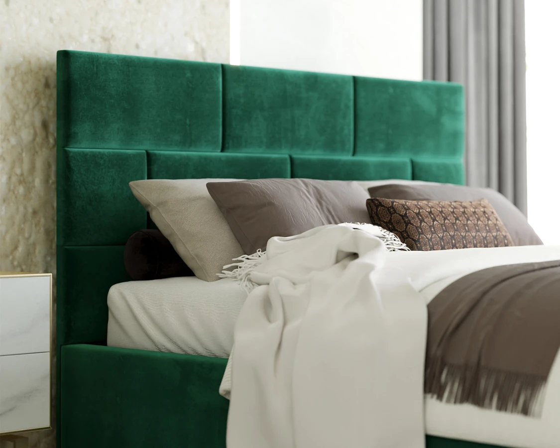 Čalouněná postel PASADENA 120x200 s kovovým roštem ZELENÁ