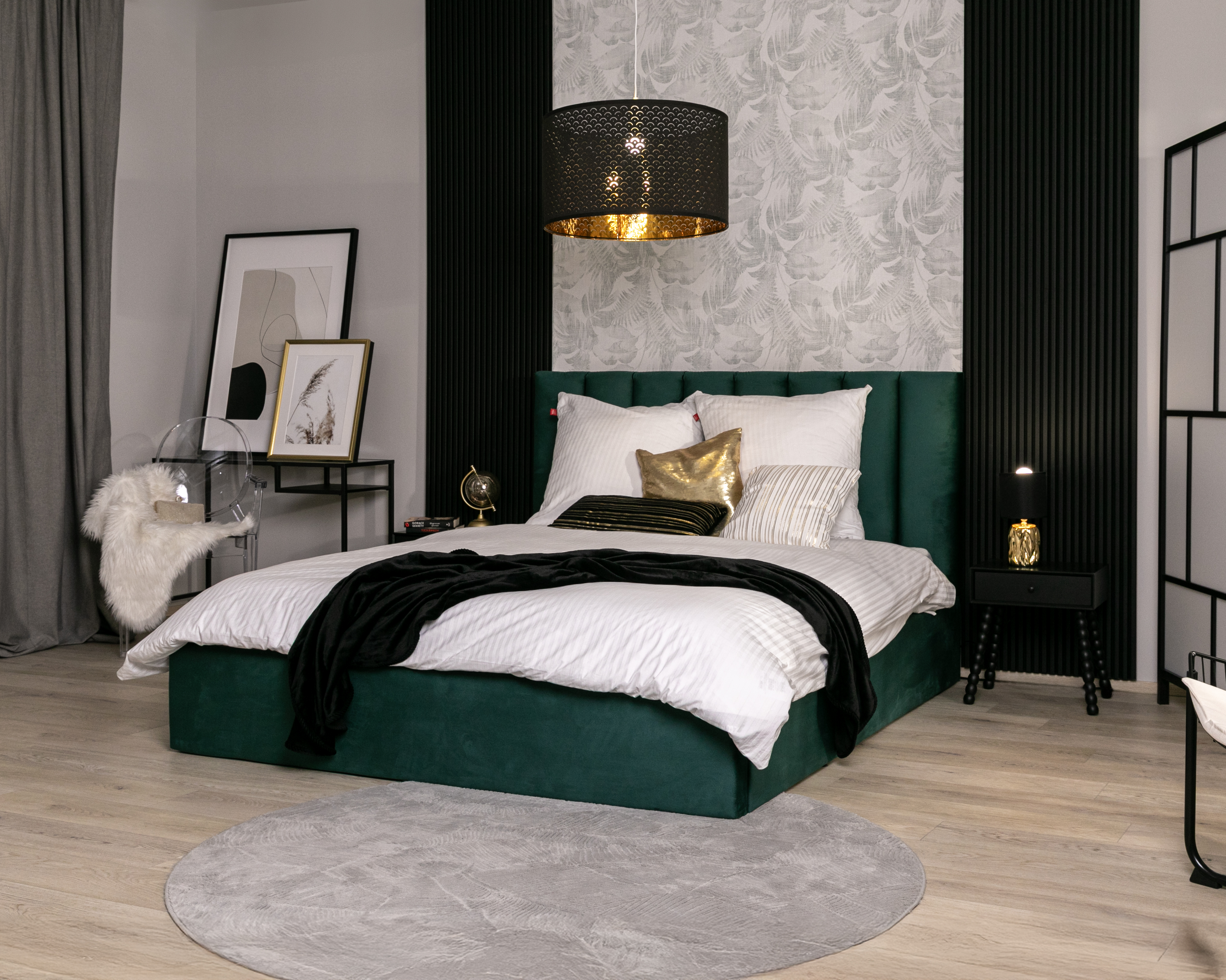 Čalouněná postel JUSTIN 90x200 Zelená Trinity s úložným prostorem kovový rošt