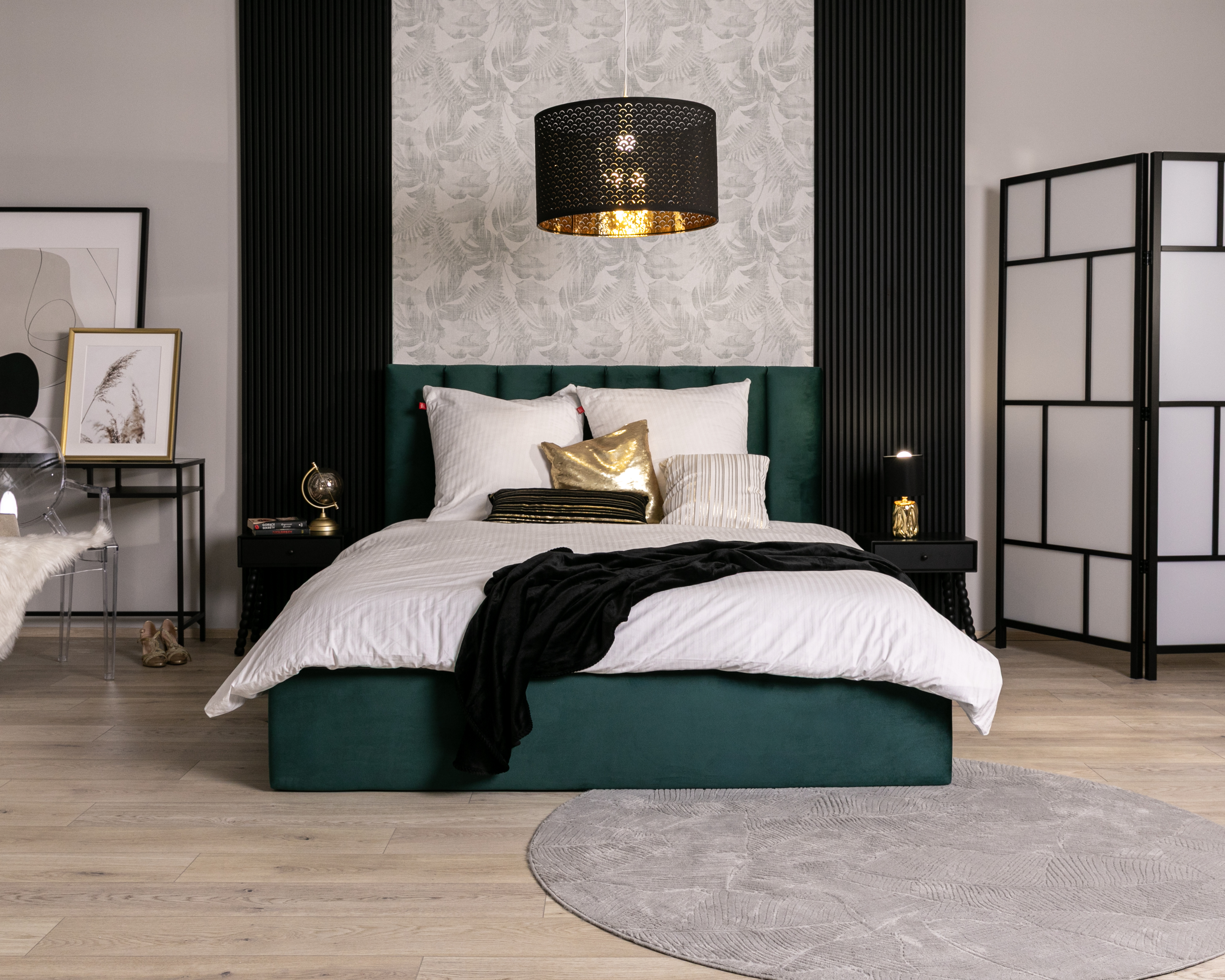 Čalouněná postel JUSTIN 120x200 Zelená Trinity s úložným prostorem kovový rošt